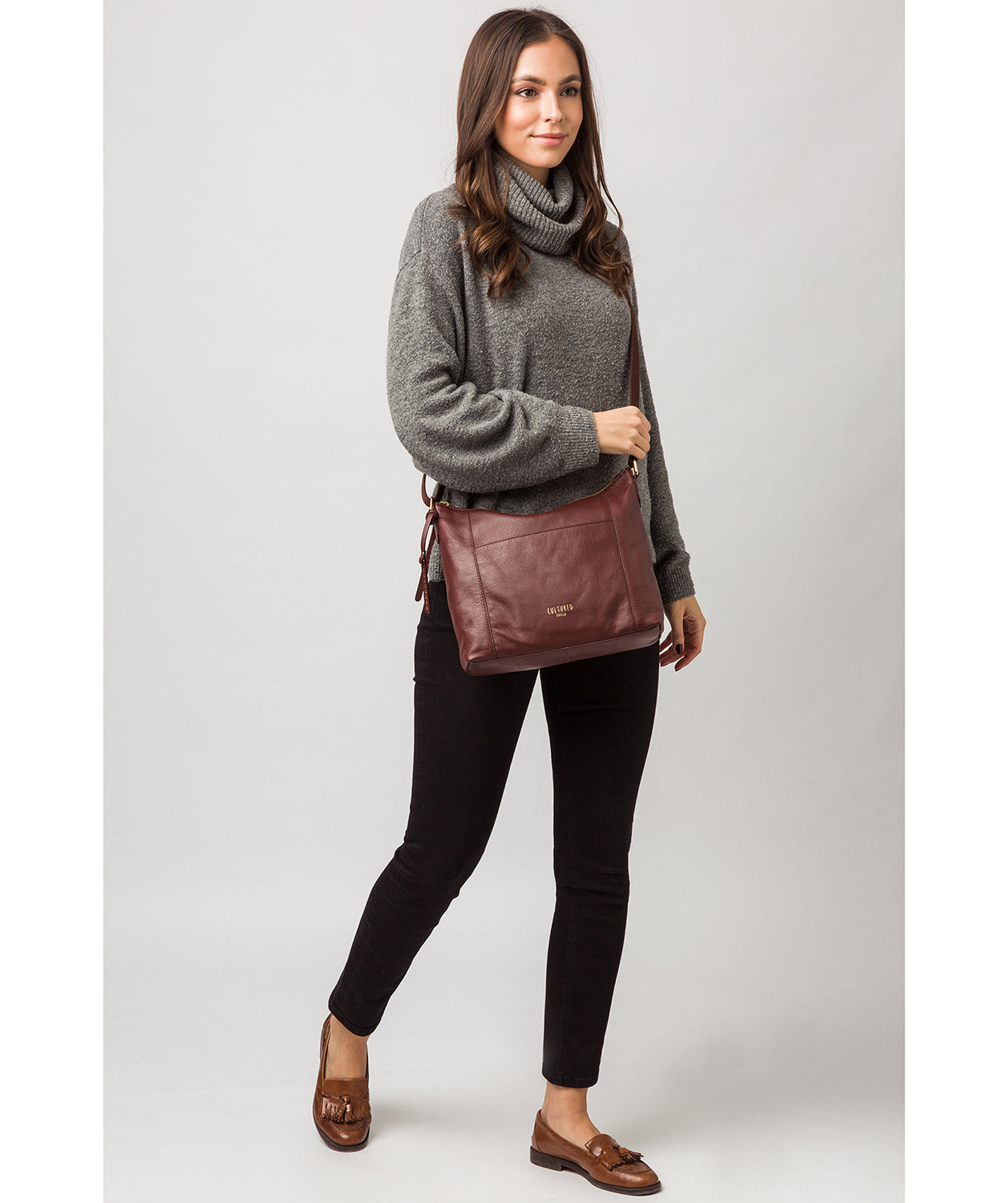 'Iver' Rich Chestnut Leather Shoulder Bag