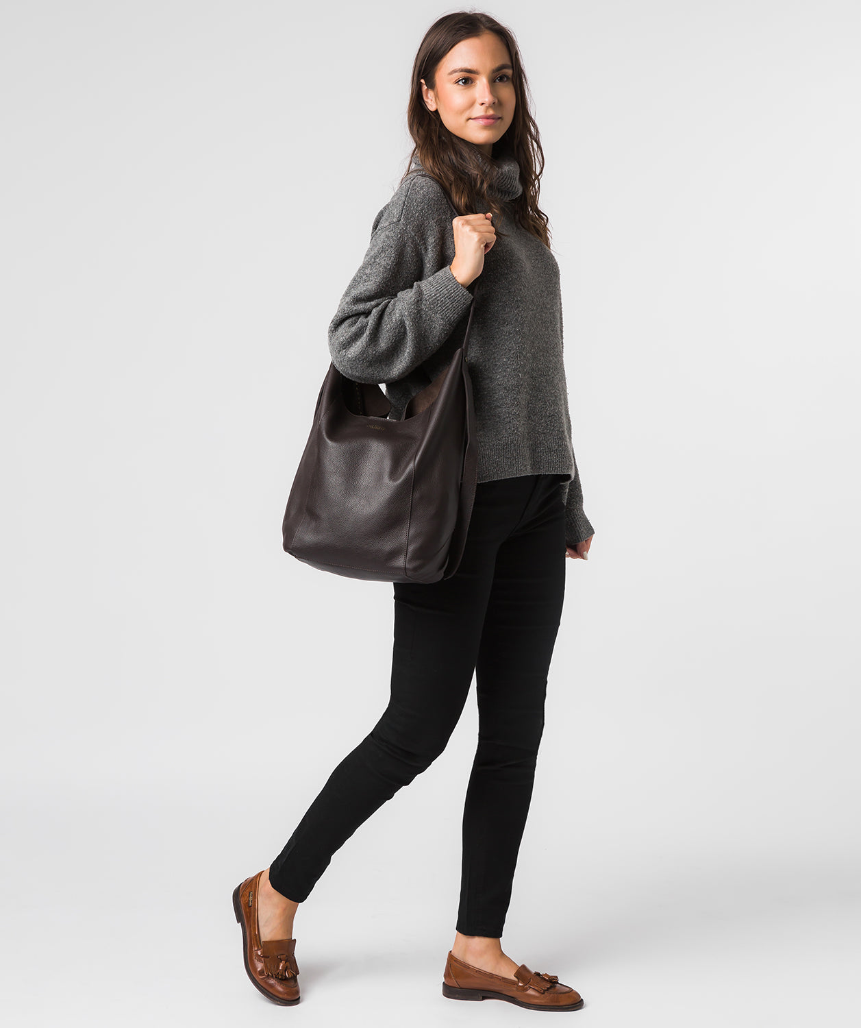 'Harrow' Dark Brown Leather Shoulder Bag