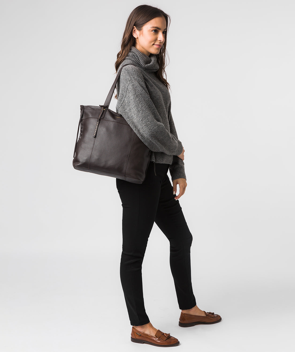 'Bromley' Dark Brown Leather Tote Bag