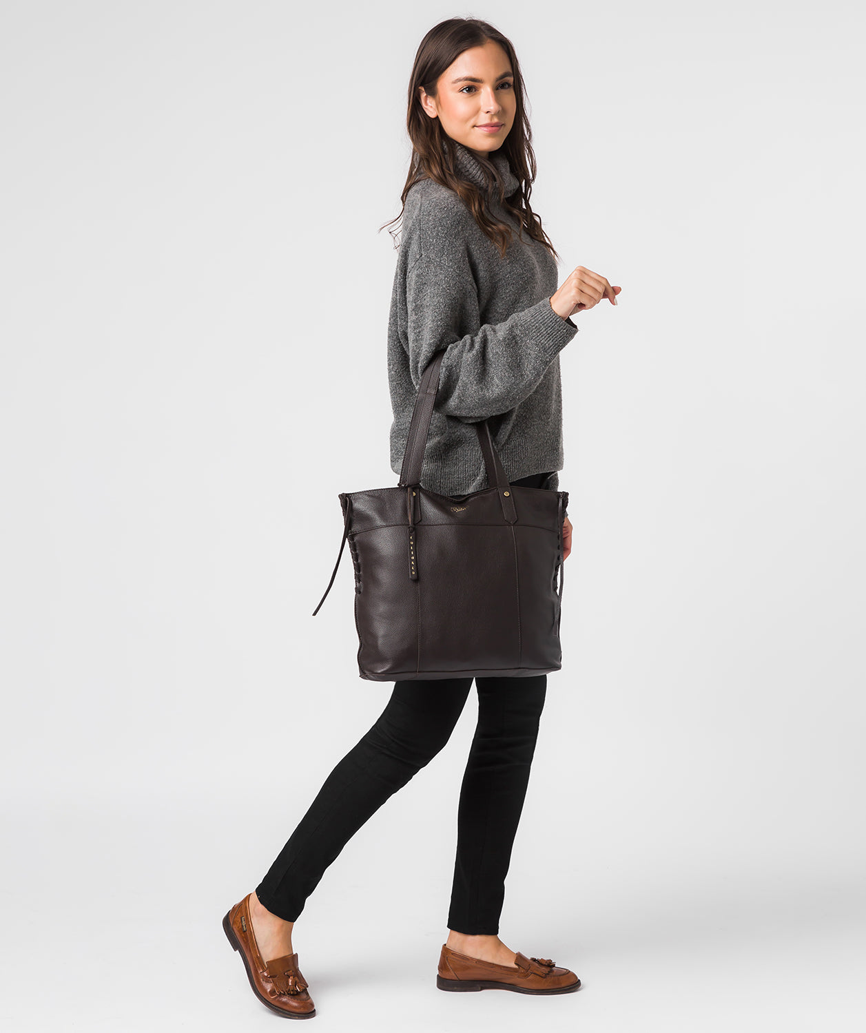 'Bromley' Dark Brown Leather Tote Bag