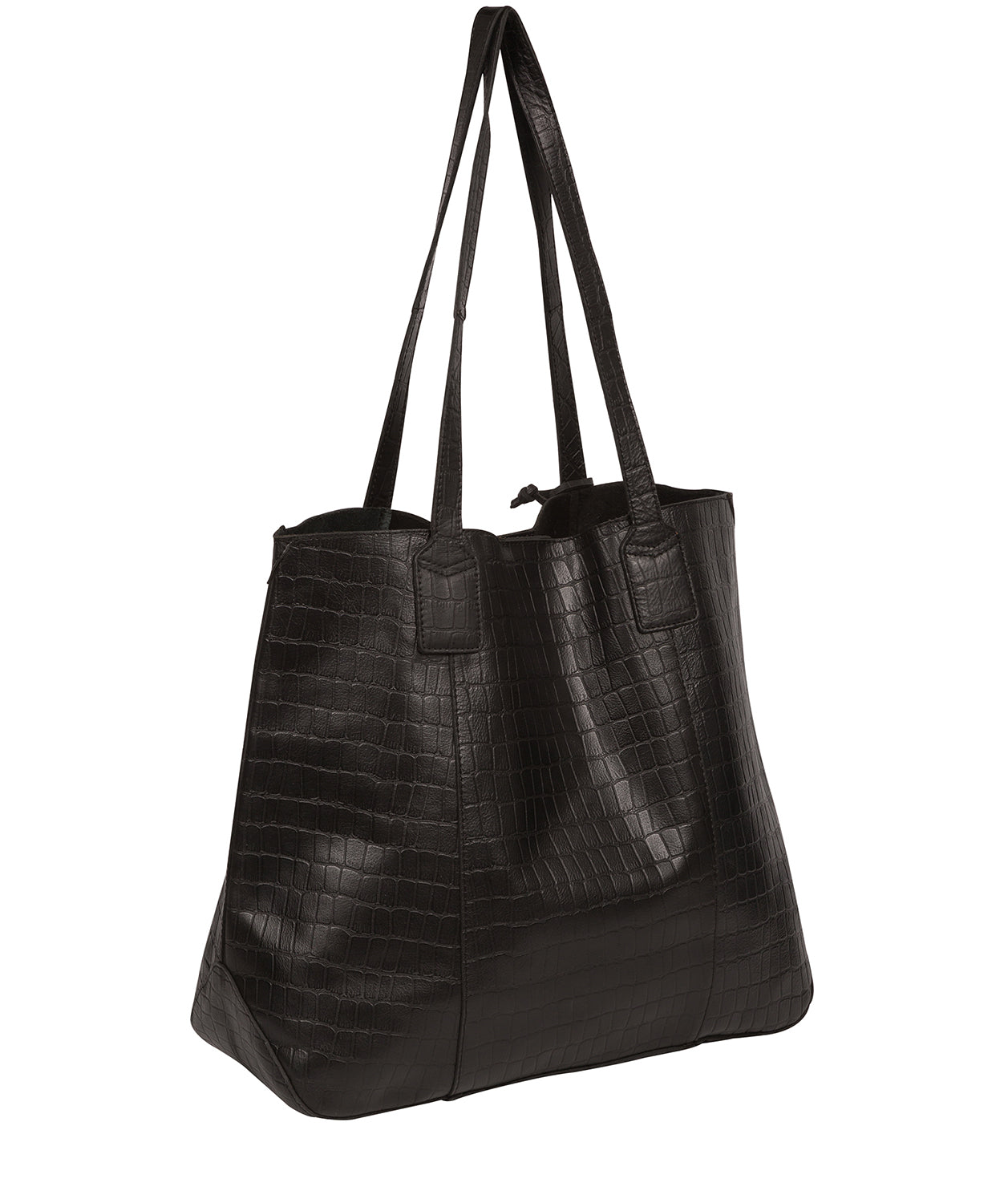 'Kingston' Black Croc Leather Tote Bag