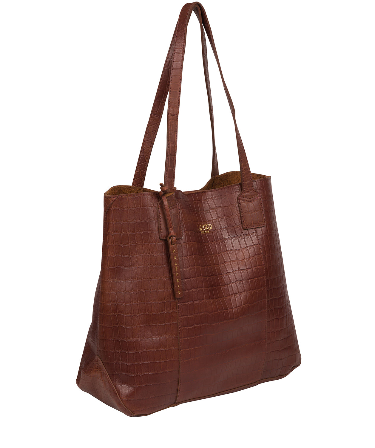 'Kingston' Chestnut Croc Leather Tote Bag