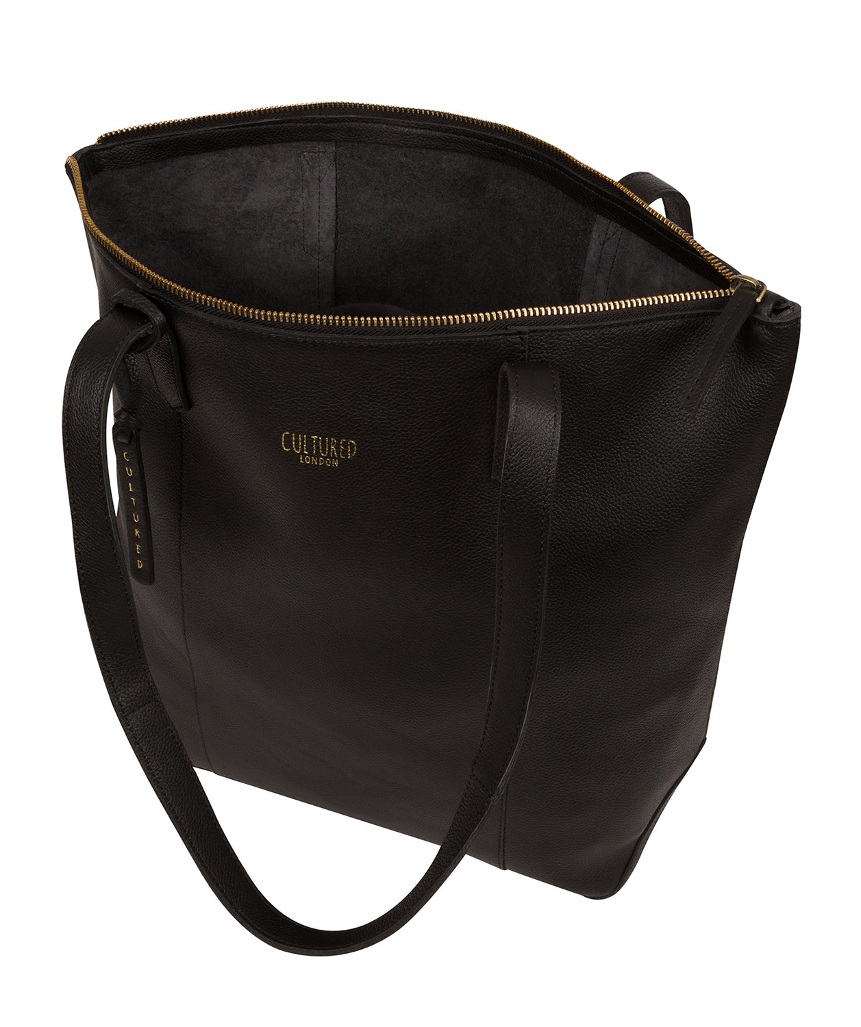 'Havering' Black Leather Tote Bag