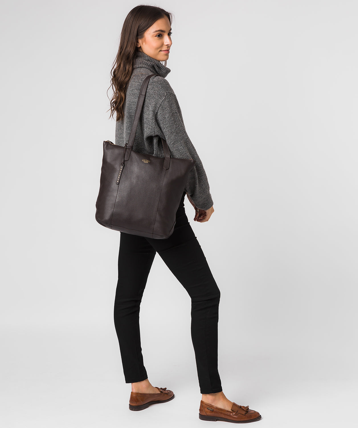 'Havering' Dark Brown Leather Tote Bag