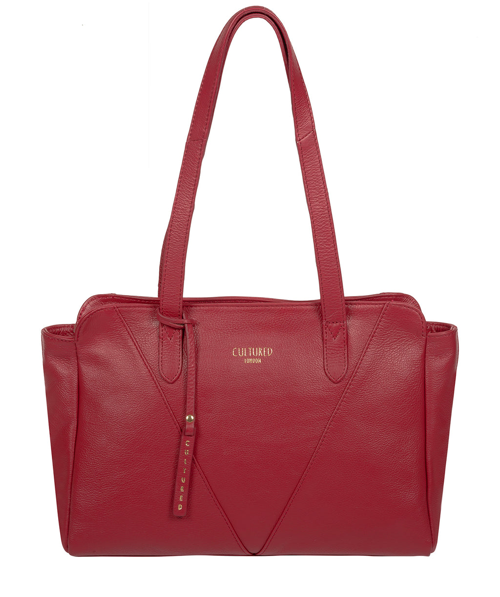 Red Leather Shoulder Bag Astoria by Cultured London Pure