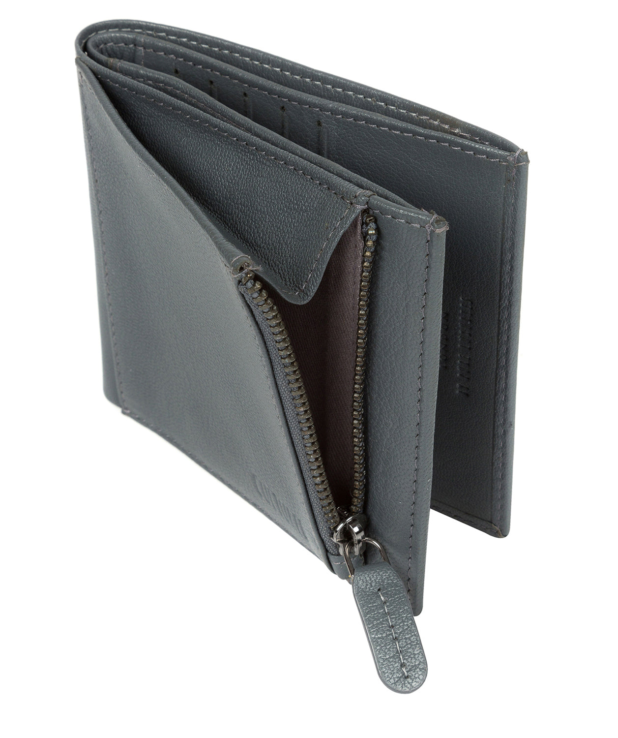 'Wilson' Gun Metal Leather Bi-Fold Wallet