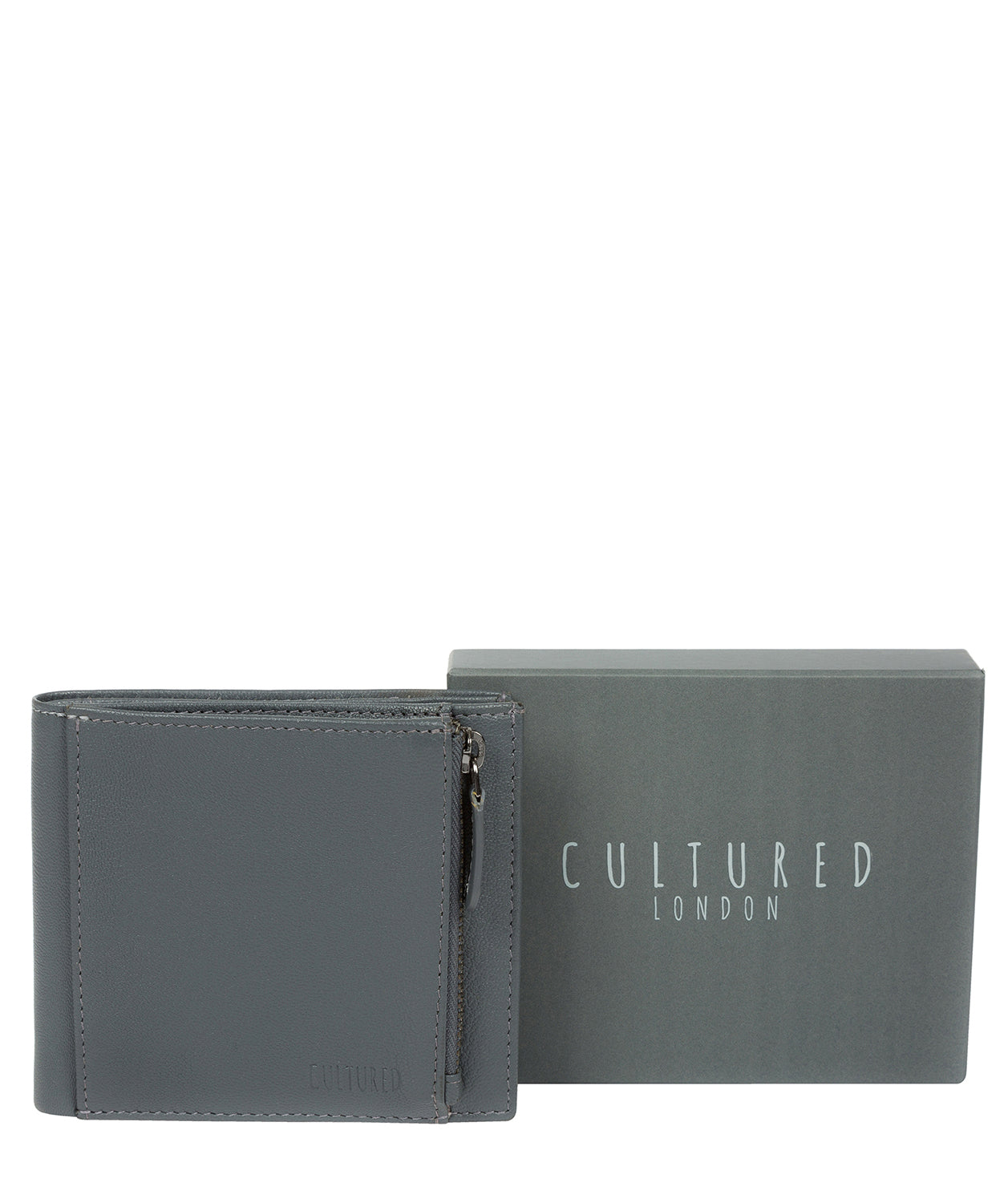 'Wilson' Gun Metal Leather Bi-Fold Wallet