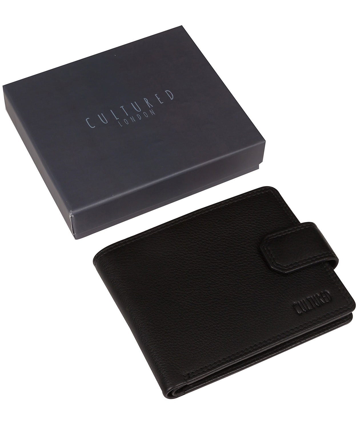 'Scott' Black Leather Bi-Fold Wallet