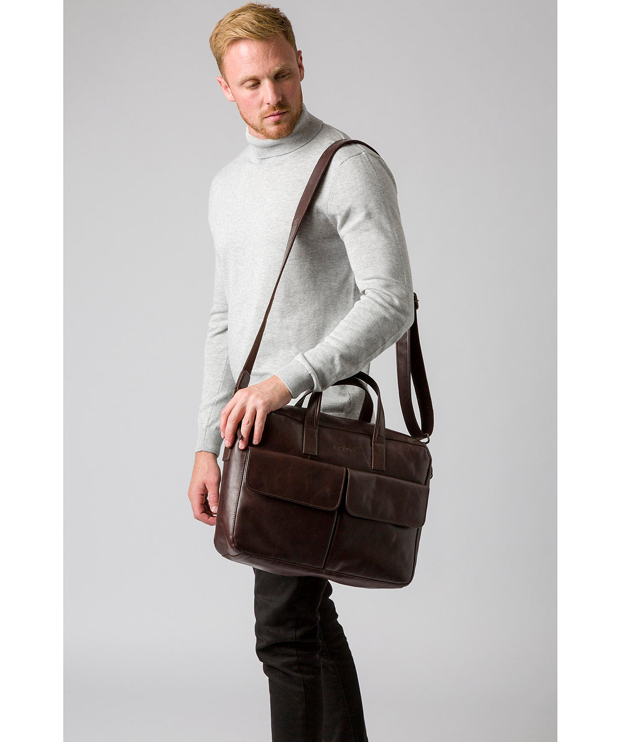 'Vasto' Italian-Inspired Espresso Leather Work Bag image 2