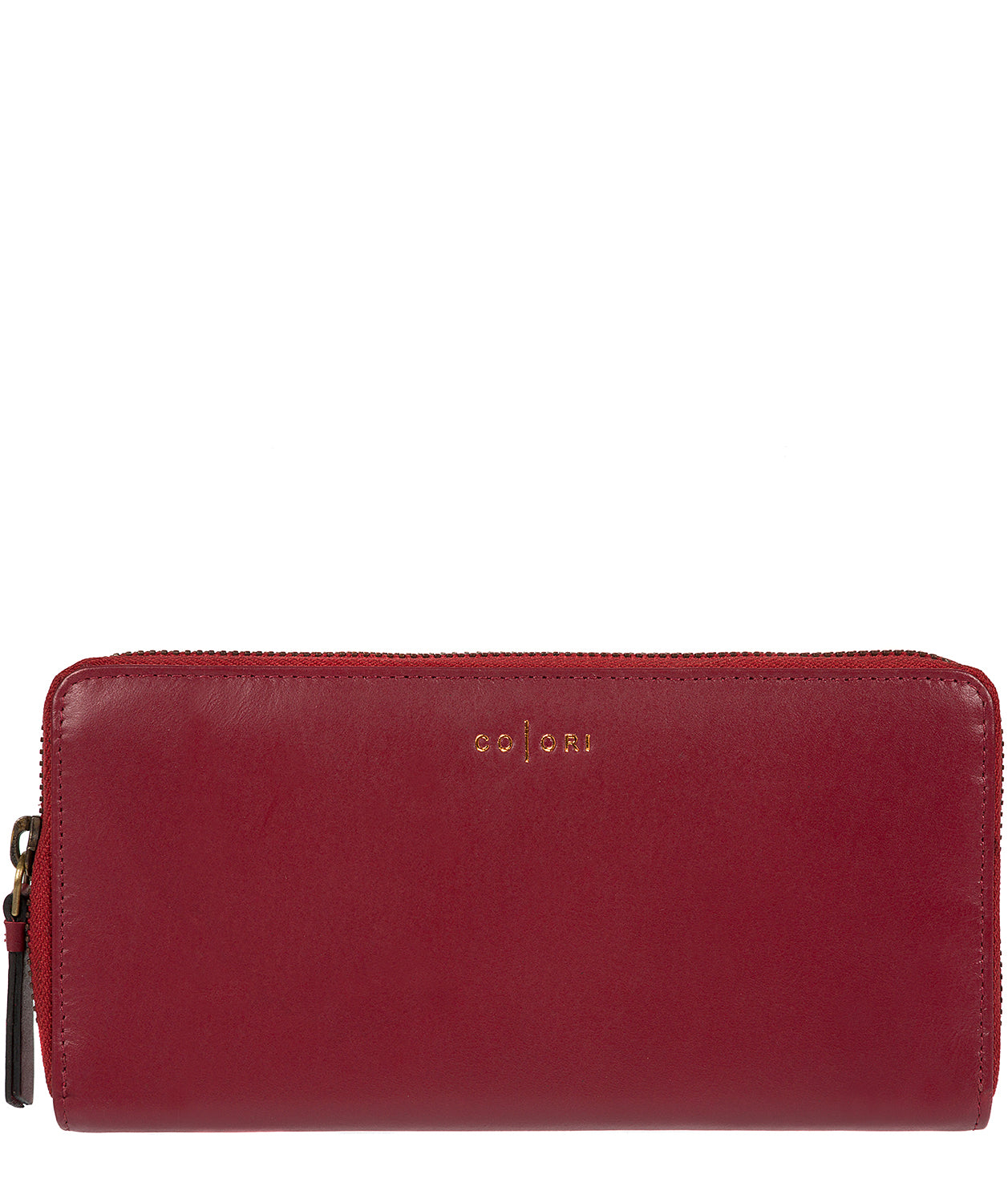 'Amalfi' Italian-Inspired Red Leather Zip-Round Purse