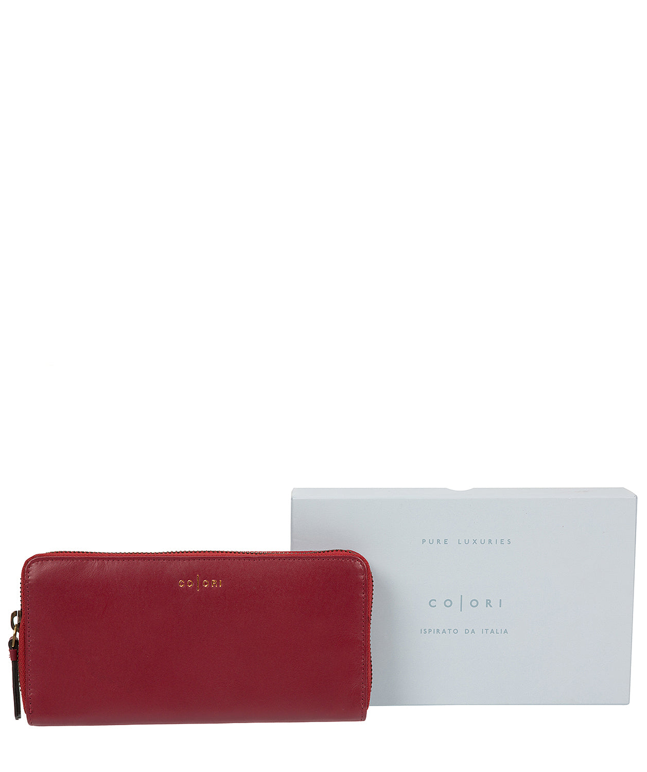 'Amalfi' Italian-Inspired Red Leather Zip-Round Purse