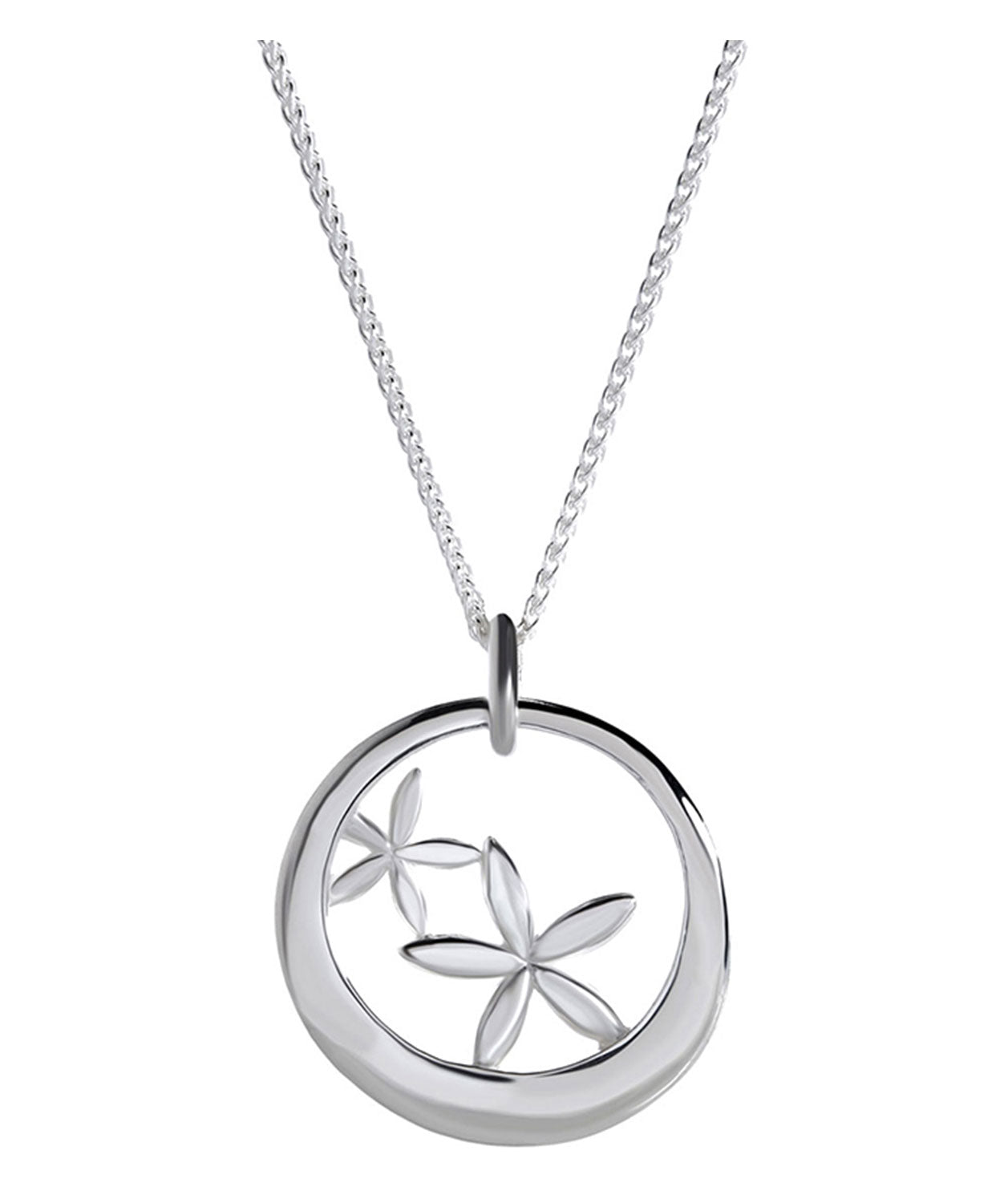 Gift Packaged 'Beatriz' Sterling Silver Floral Echo Pendant Necklace