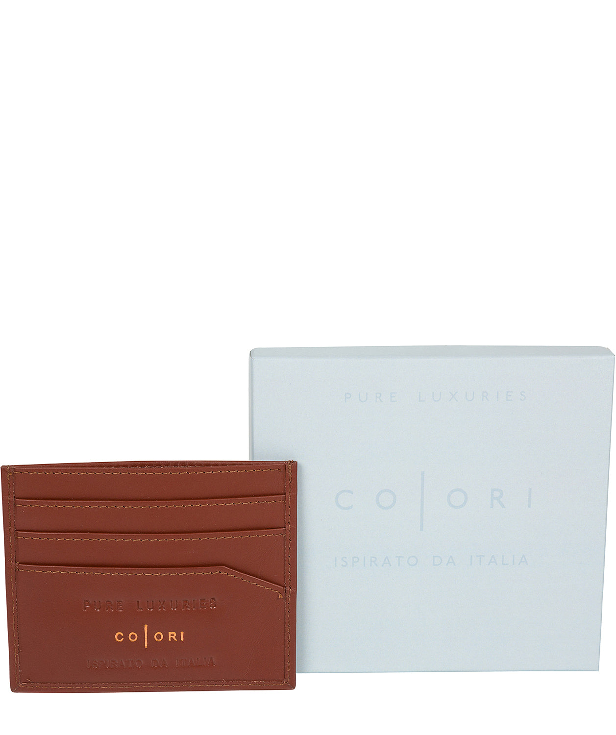 'Trento' Italian-Inspired Cognac Leather RFID Card Holder