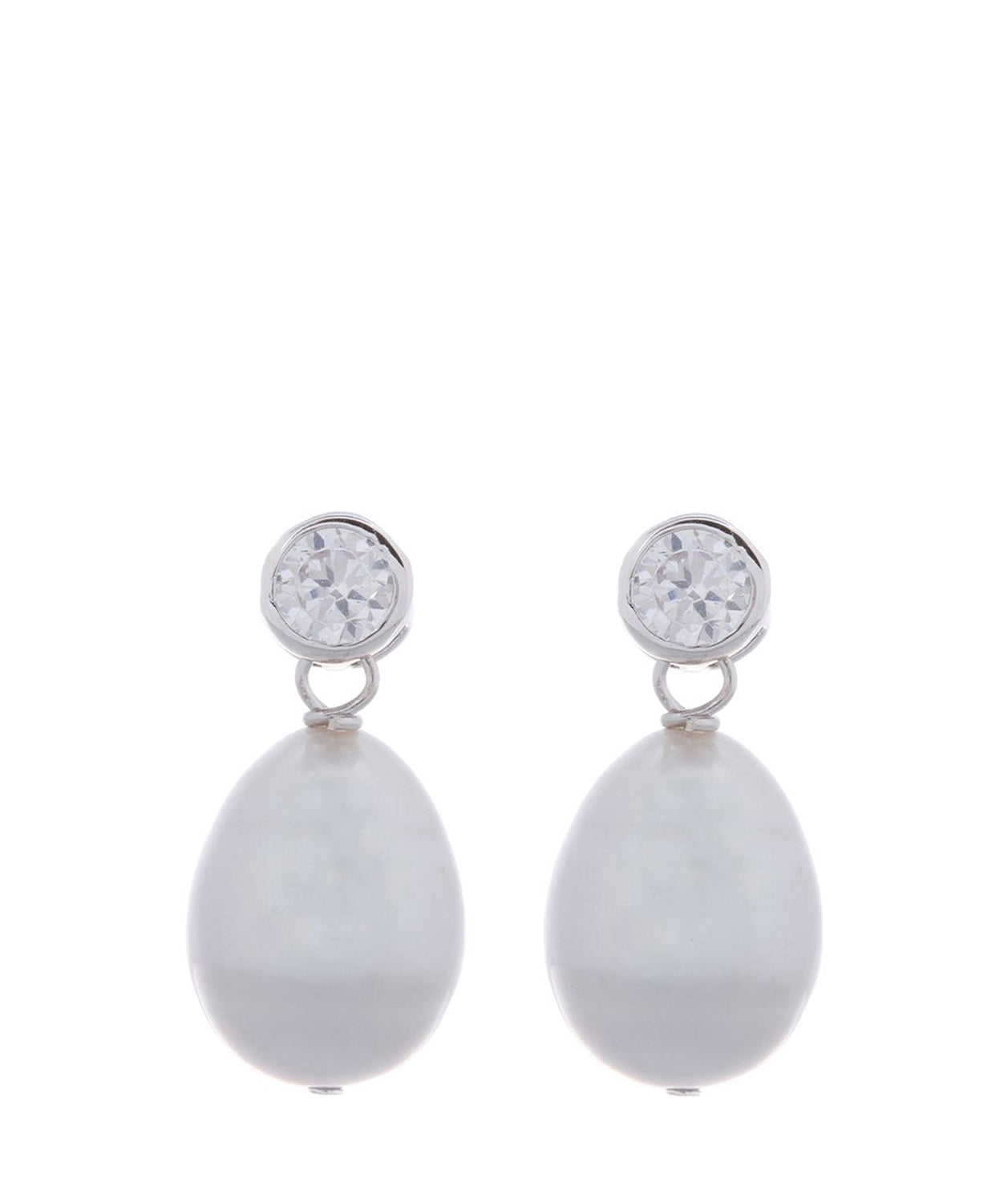 'Belle' 9-9.5mm Grey Cultured River Pearl & Cubic Zirconia Earrings image 1