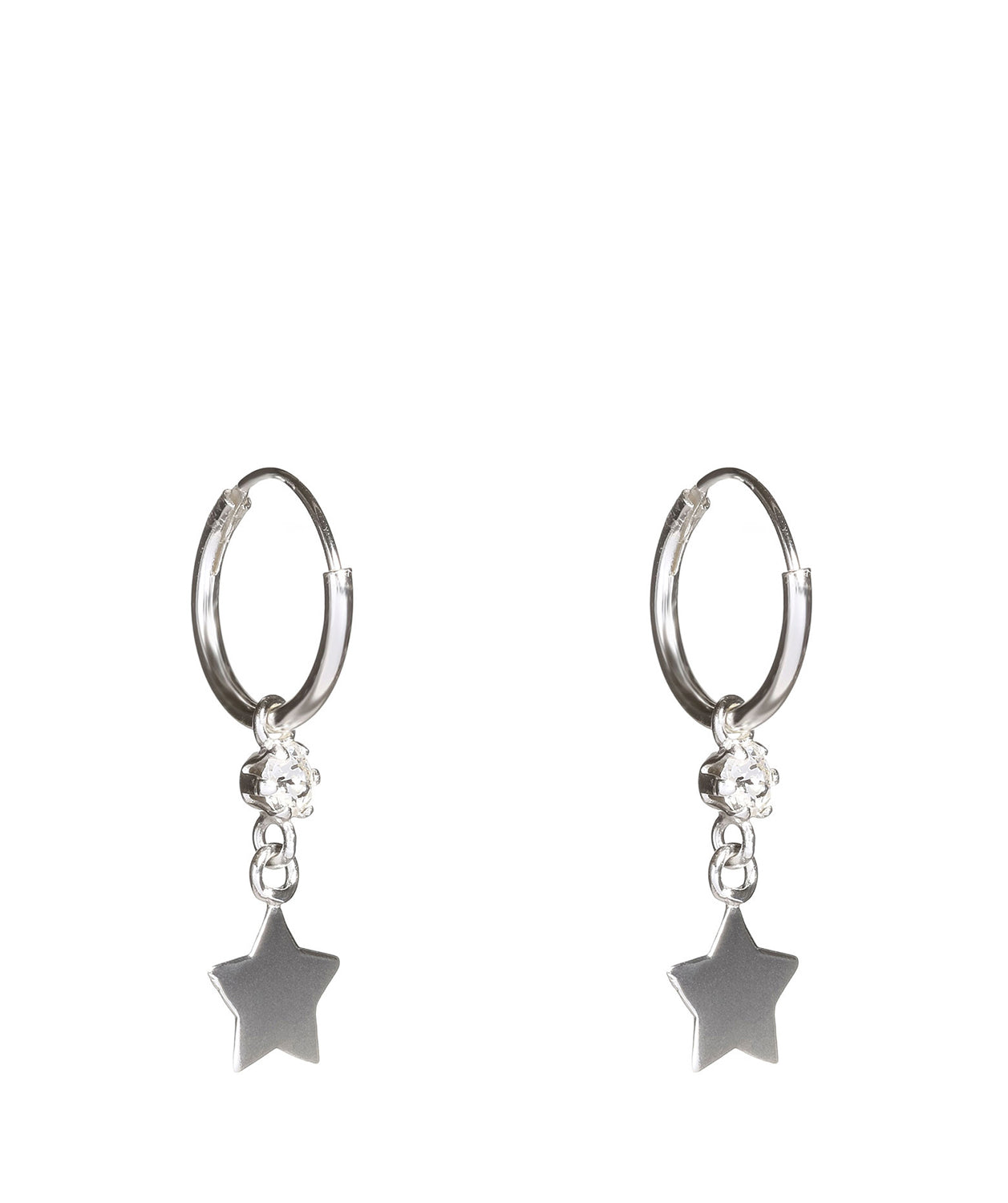 Gift Packaged 'Halyn' Sterling Silver & Cubic Zirconia Star Hoop Earrings