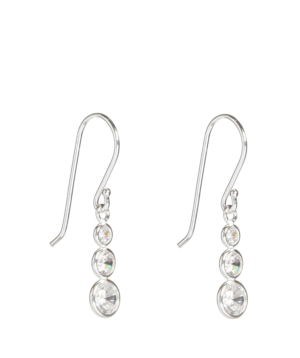 'Fabriana' Sterling Silver Drop Earrings with Cubic Zirconia image 1