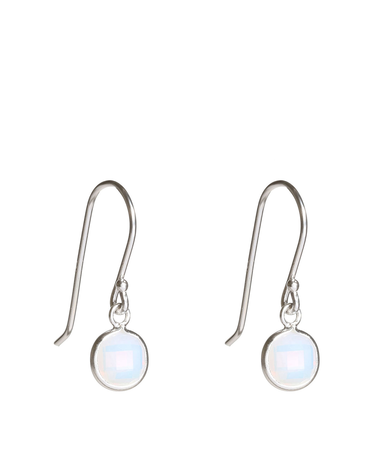 'Huy' Silver Round Earrings With Opal image 1