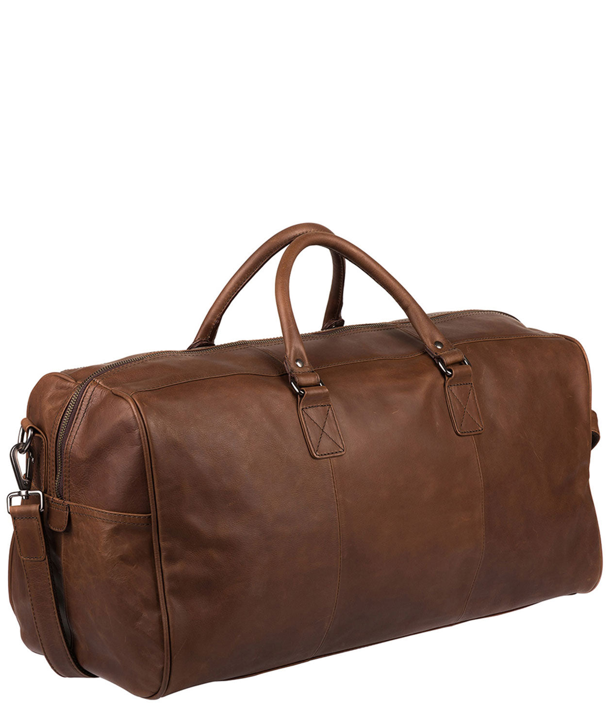 'Norton' Dark Brown Natural Cowhide Holdall