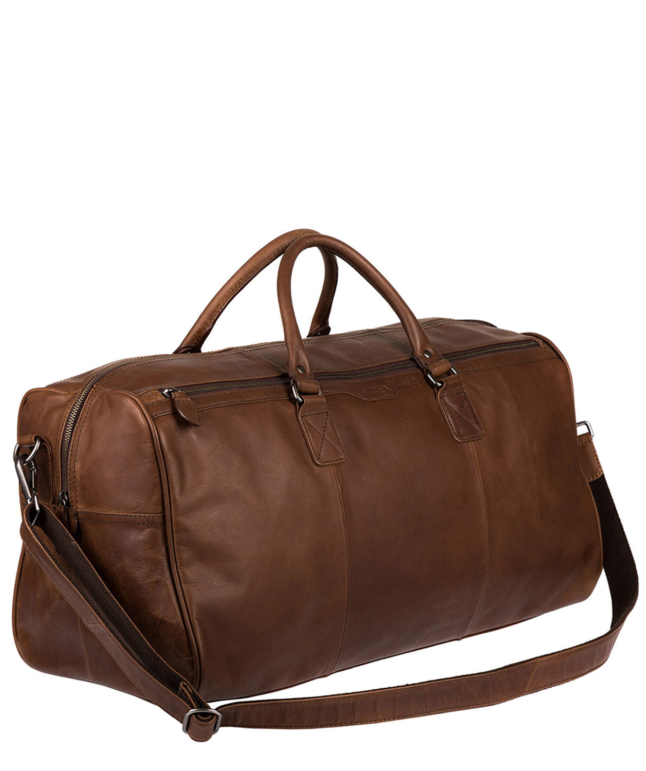 'Norton' Dark Brown Natural Cowhide Holdall