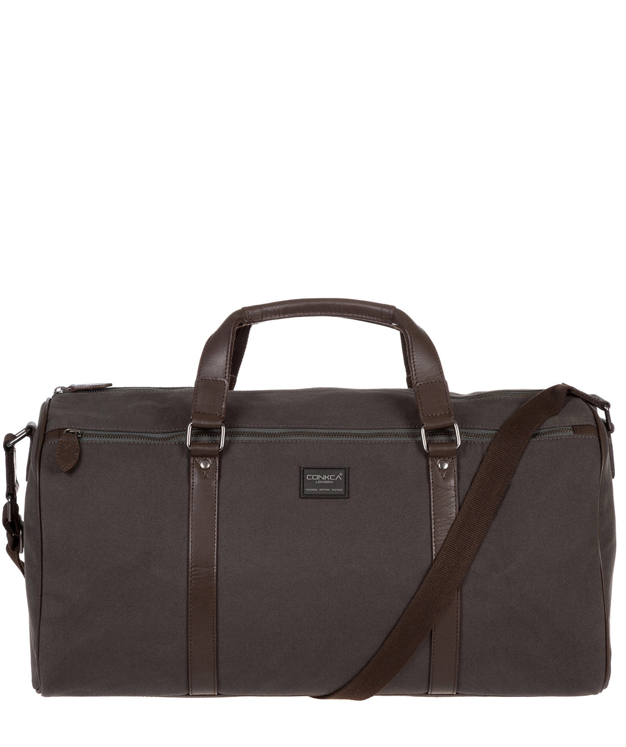 'Dempsey' 16oz Heavy-Duty Grey Canvas & Leather Holdall image 1