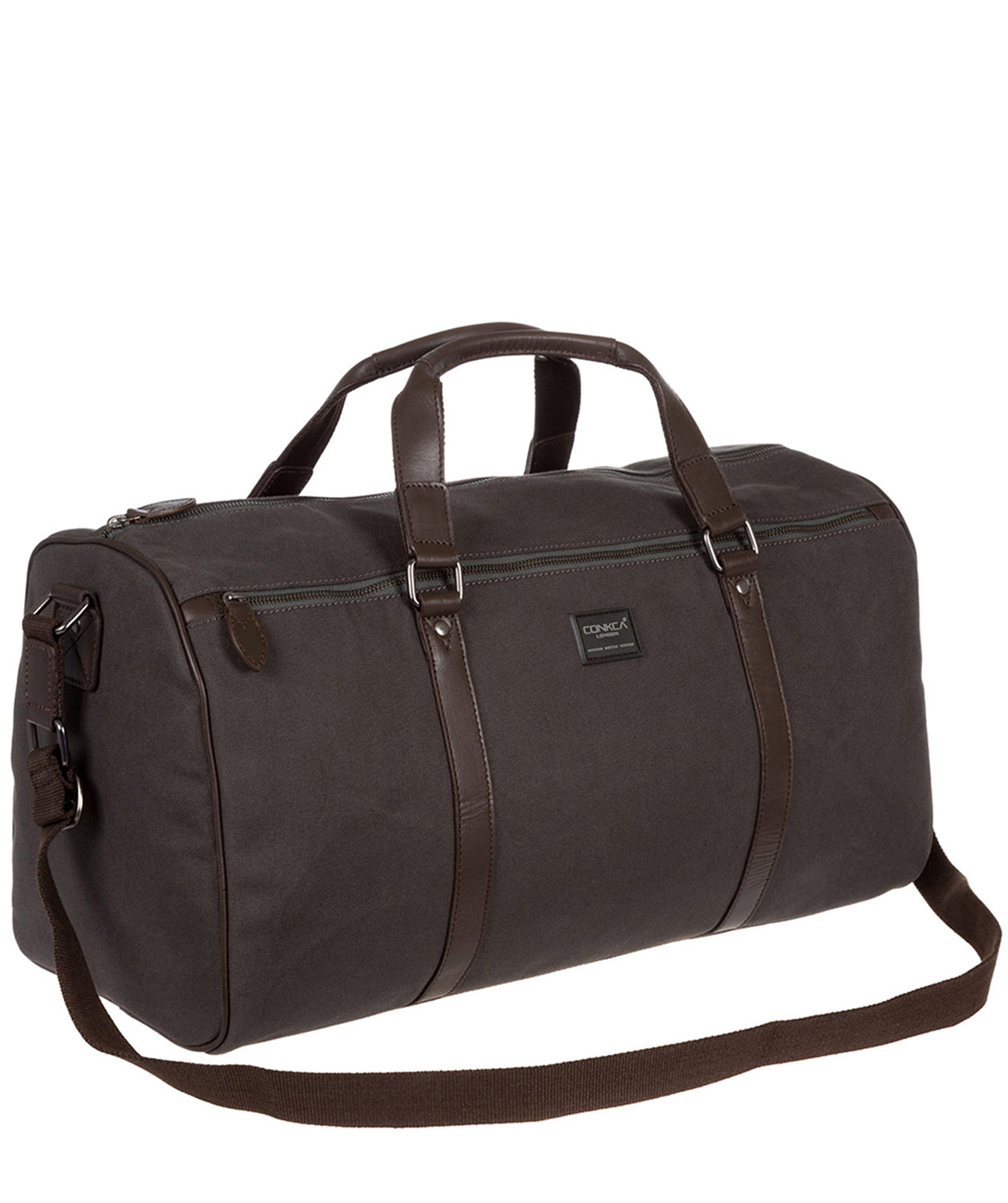 'Dempsey' 16oz Heavy-Duty Grey Canvas & Leather Holdall image 3