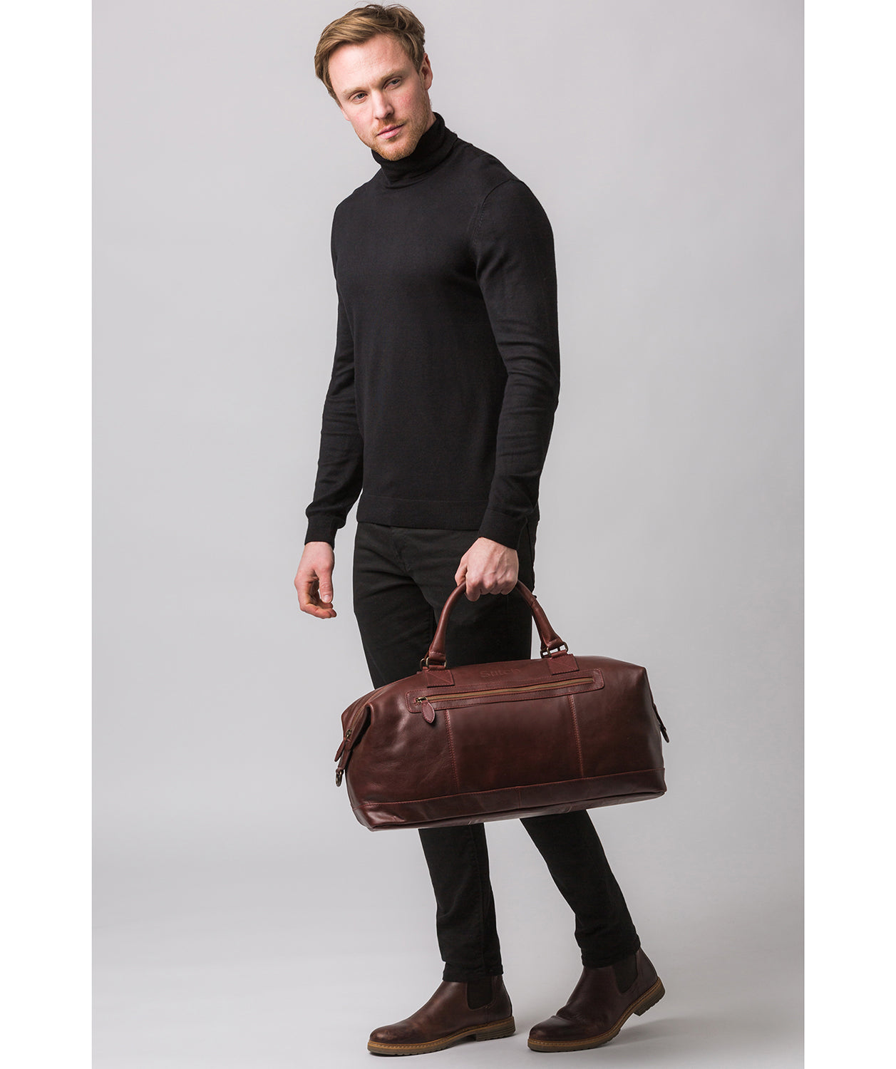 'Shuttle' Dark Chestnut Leather Holdall