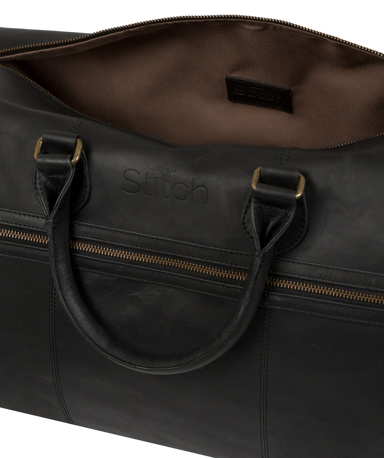 'Aviator' Matte Black Leather Holdall image 4