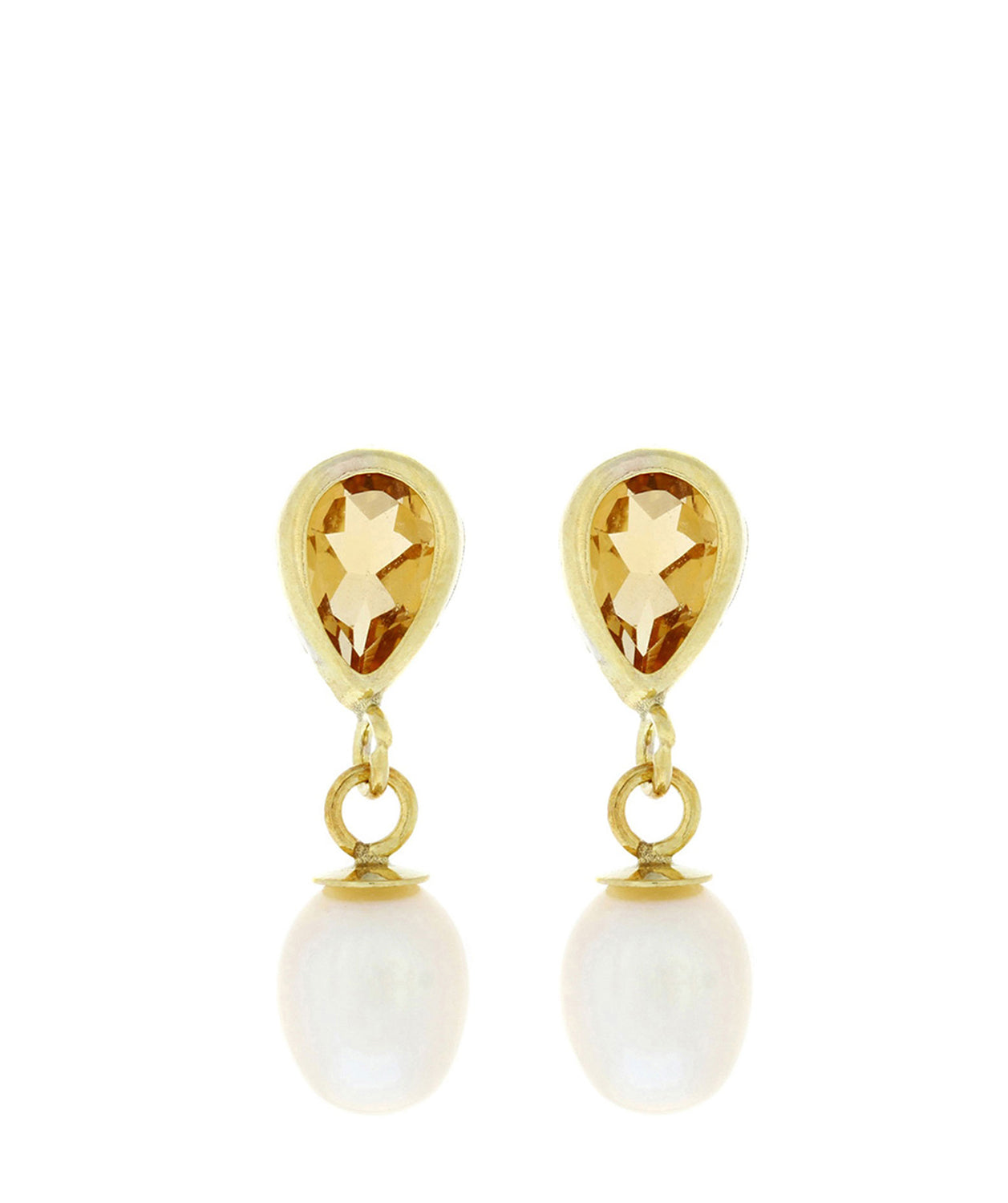 Gift Packaged 'Alize' 9ct Yellow Gold, Citrine & Pearl Earrings