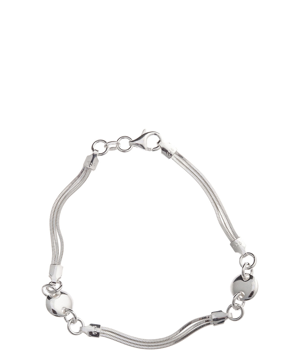 Gift Packaged 'Poppy' Sterling Silver Three-Row Bracelet