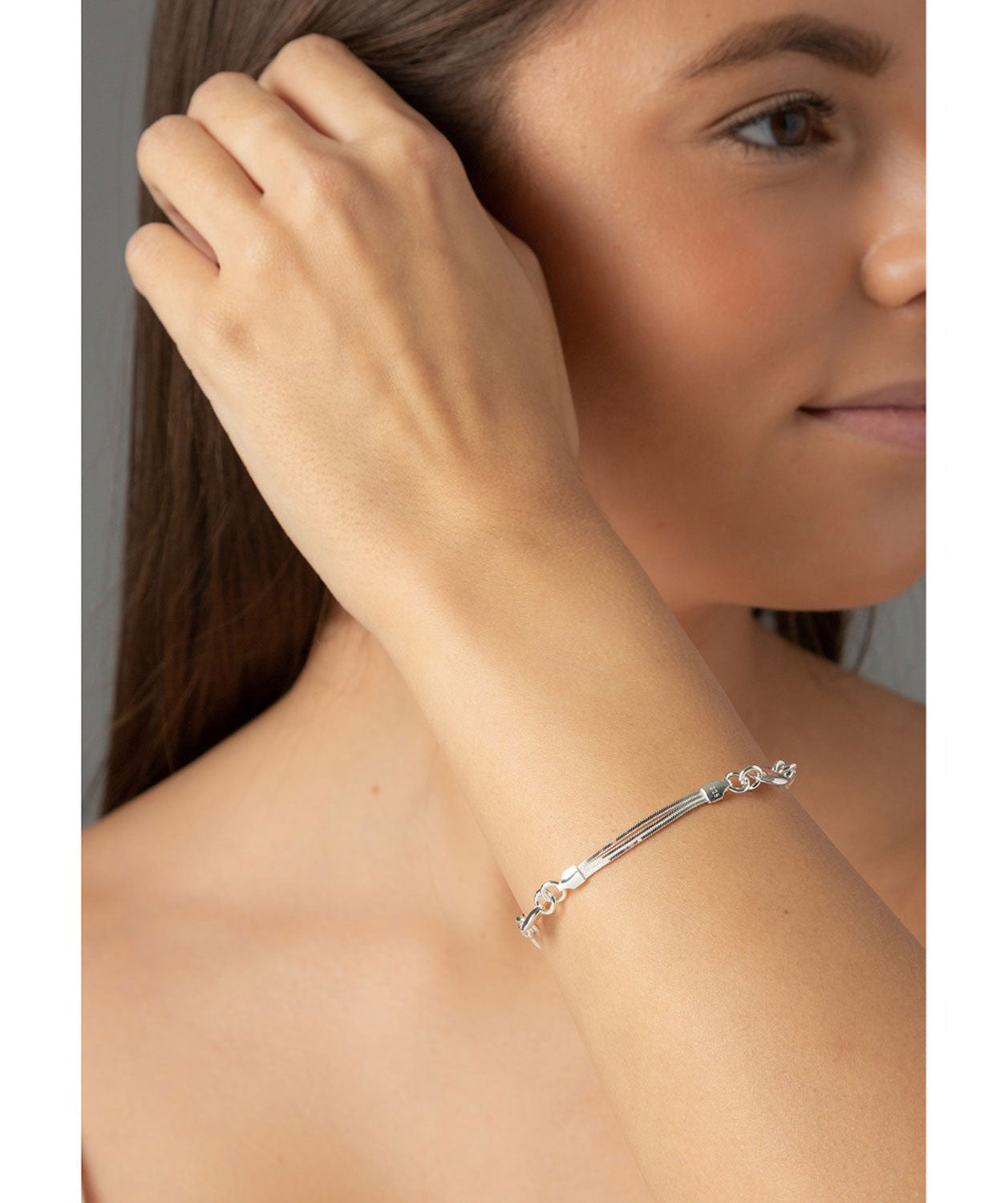 Gift Packaged 'Poppy' Sterling Silver Three-Row Bracelet