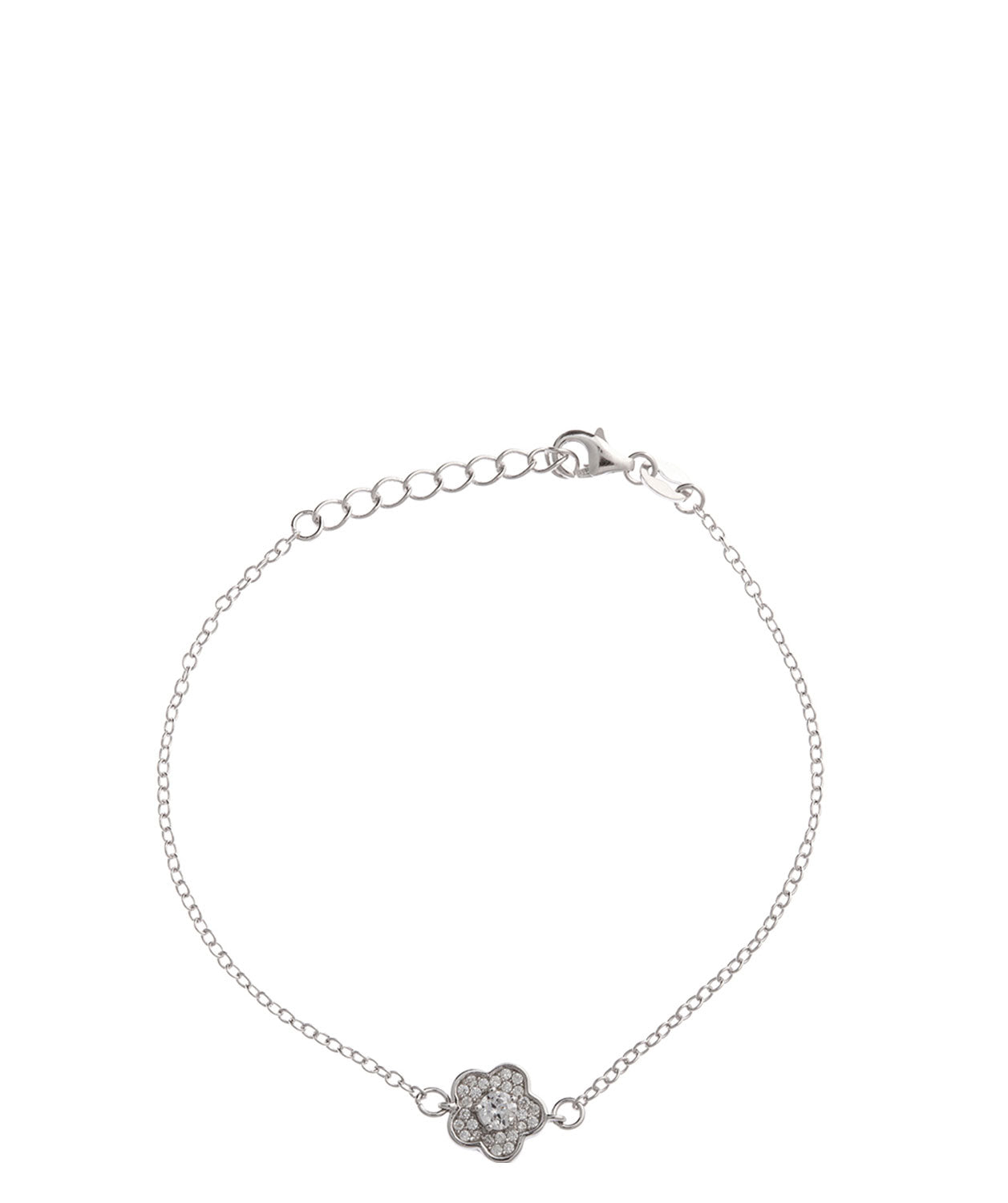 Gift Packaged 'Harper' Sterling Silver & Cubic Zirconia Flower Bracelet