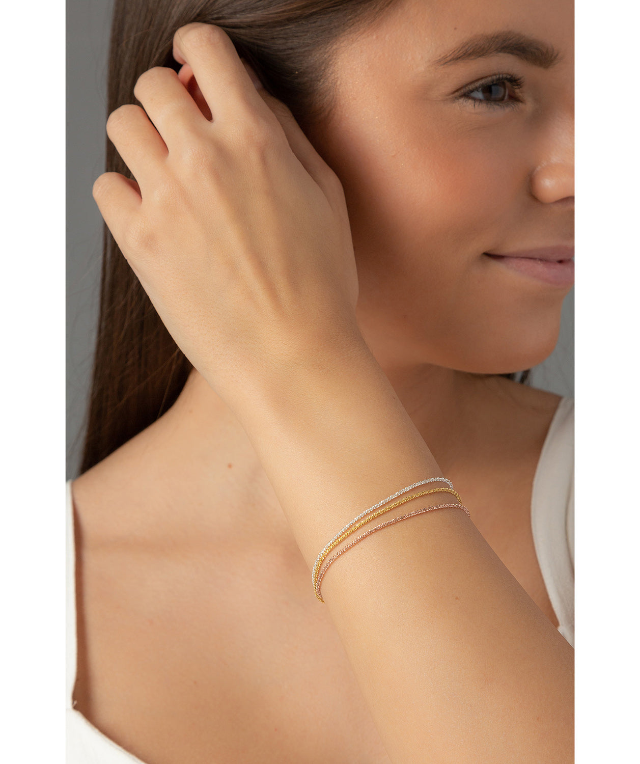 'Daisy' Three-Tone Triple Strand Bracelet Pure Luxuries London