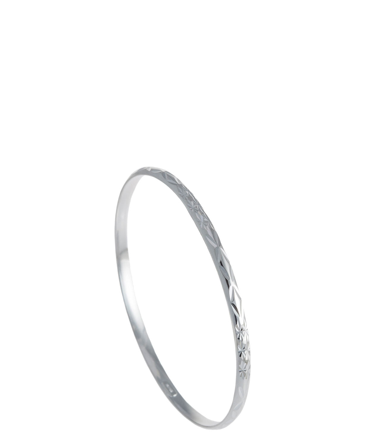 Gift Packaged 'Regan' Diamond-Cut Sterling Silver Bangle