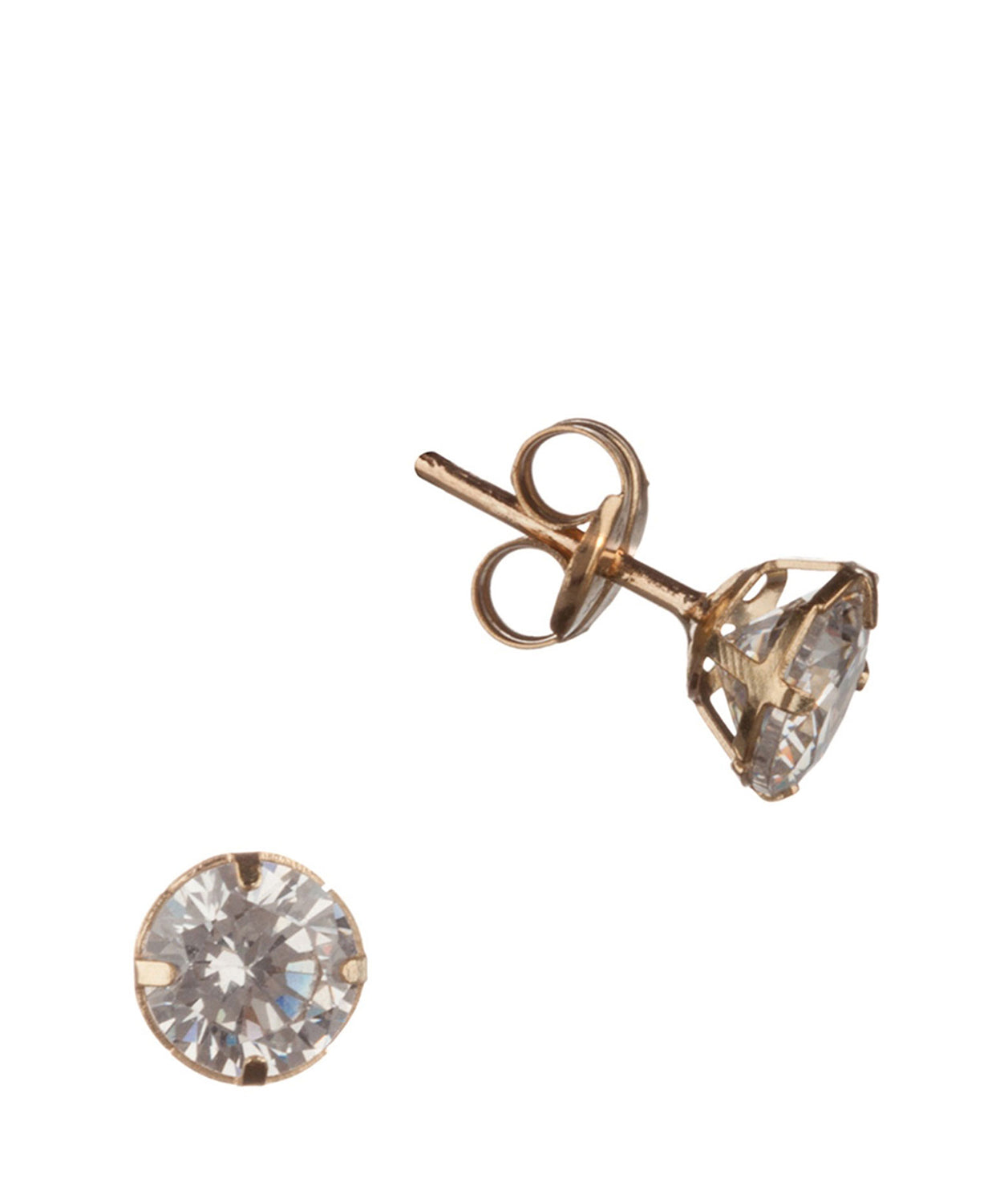 'Abuela' 9-carat yellow gold & 5mm cubic zirconia earrings	 image 1