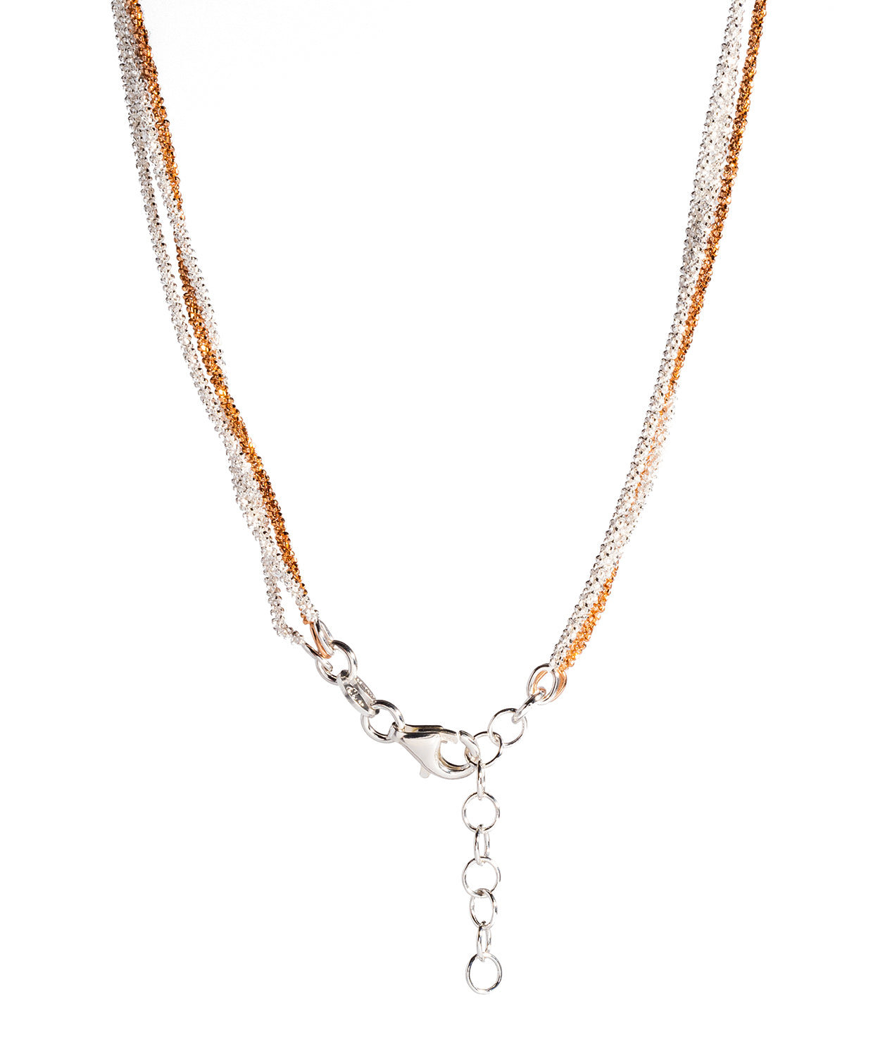 Gift Packaged 'Anthea' Three Strand Rose Gold Plated and Sterling Silver Chain Necklace