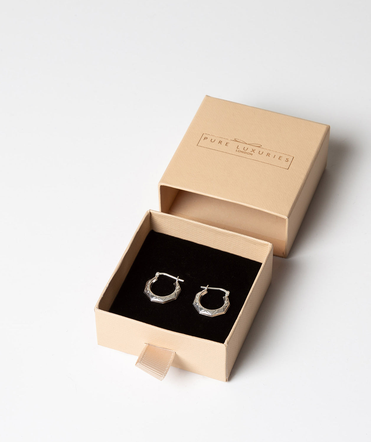 'Braelyn' Sterling Silver Creole Earrings Pure Luxuries London