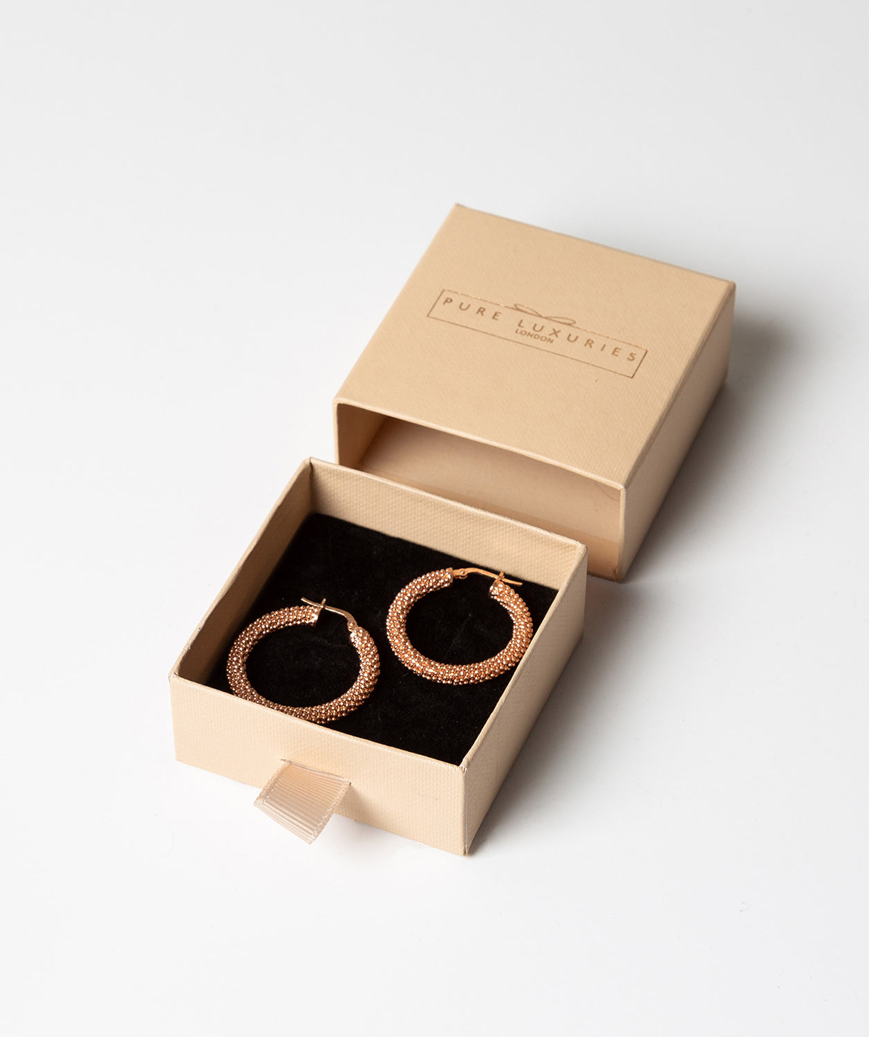 Gift Packaged 'Metis' Rose Gold Plated Sterling Silver Hoop Earrings