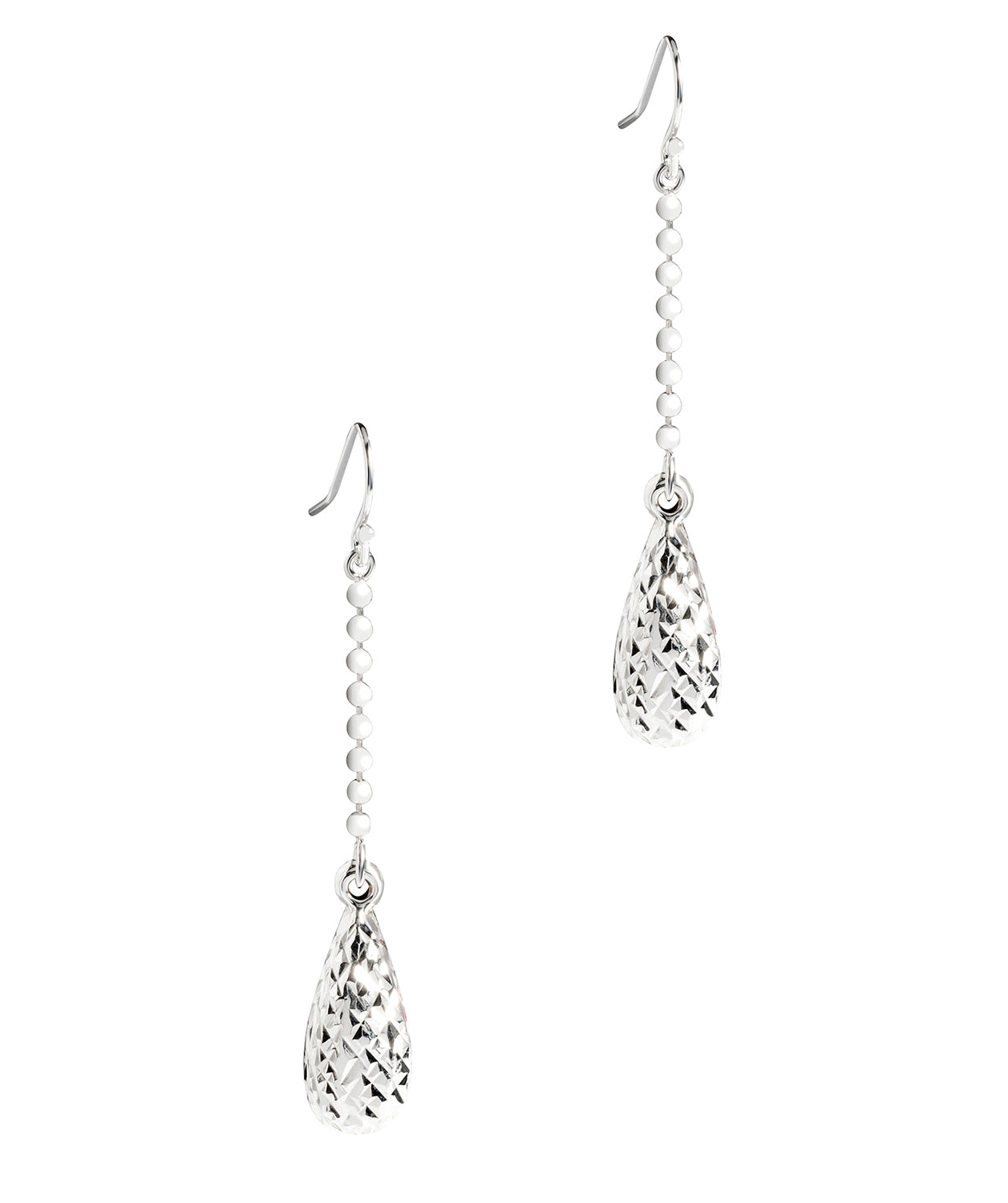 Gift Packaged 'Hemera' Sterling Silver Diamond Cut Teardrop Earrings