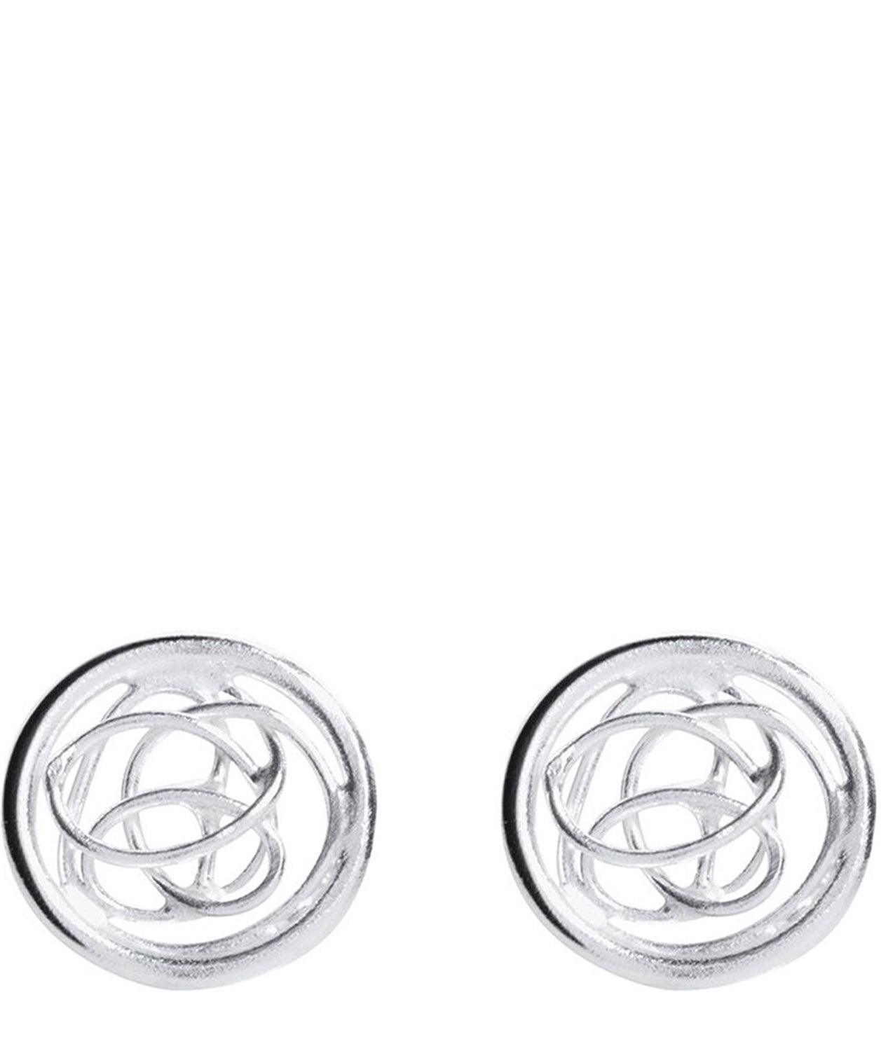 'Sylvie' Silver Round Swirled Stud Earrings image 1