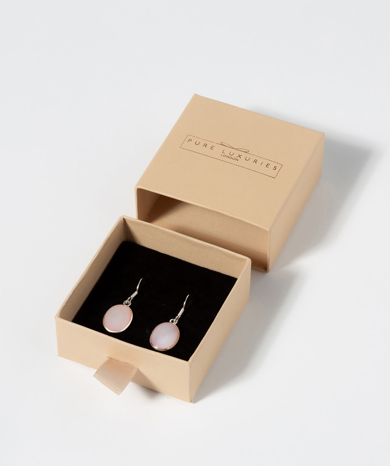 Gift Packaged 'Mia' Sterling Siver with Oval Pink Mother Of Pearl Drop Earrings