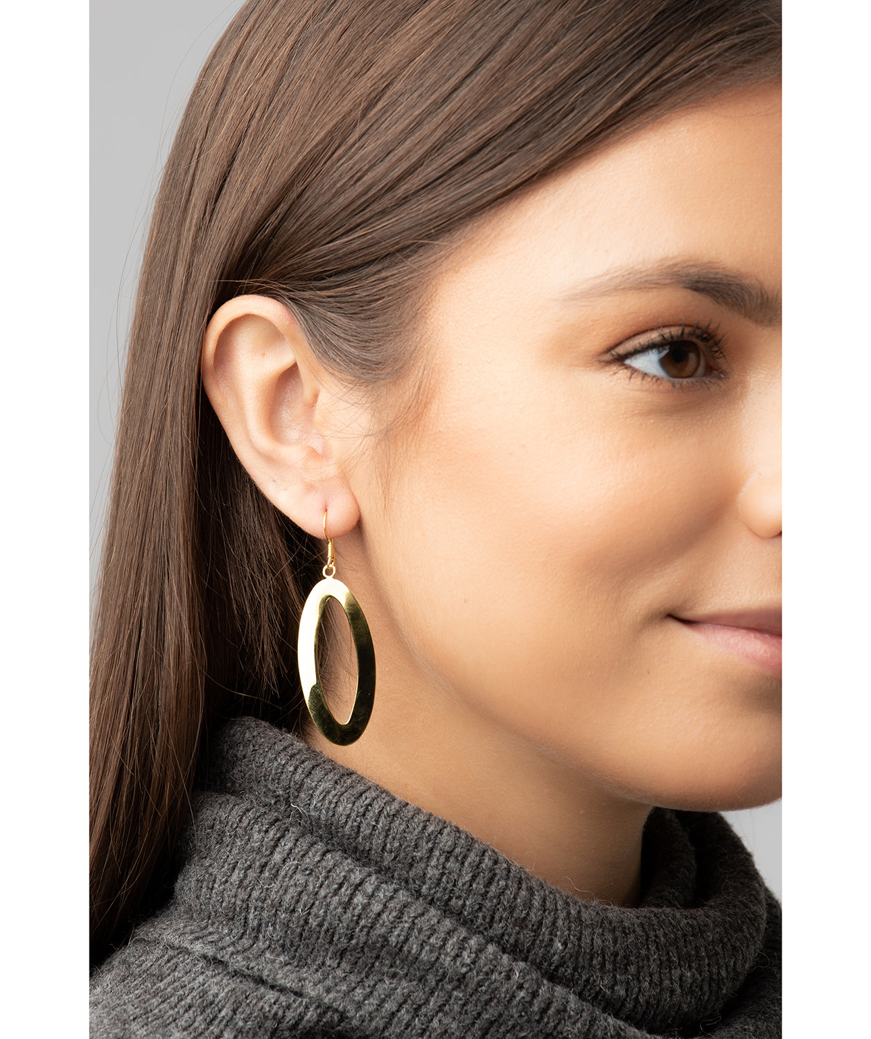 Gift Packaged 'Katie' Yellow Gold Plated Sterling Silver Oval Half Twist Drop Earrings