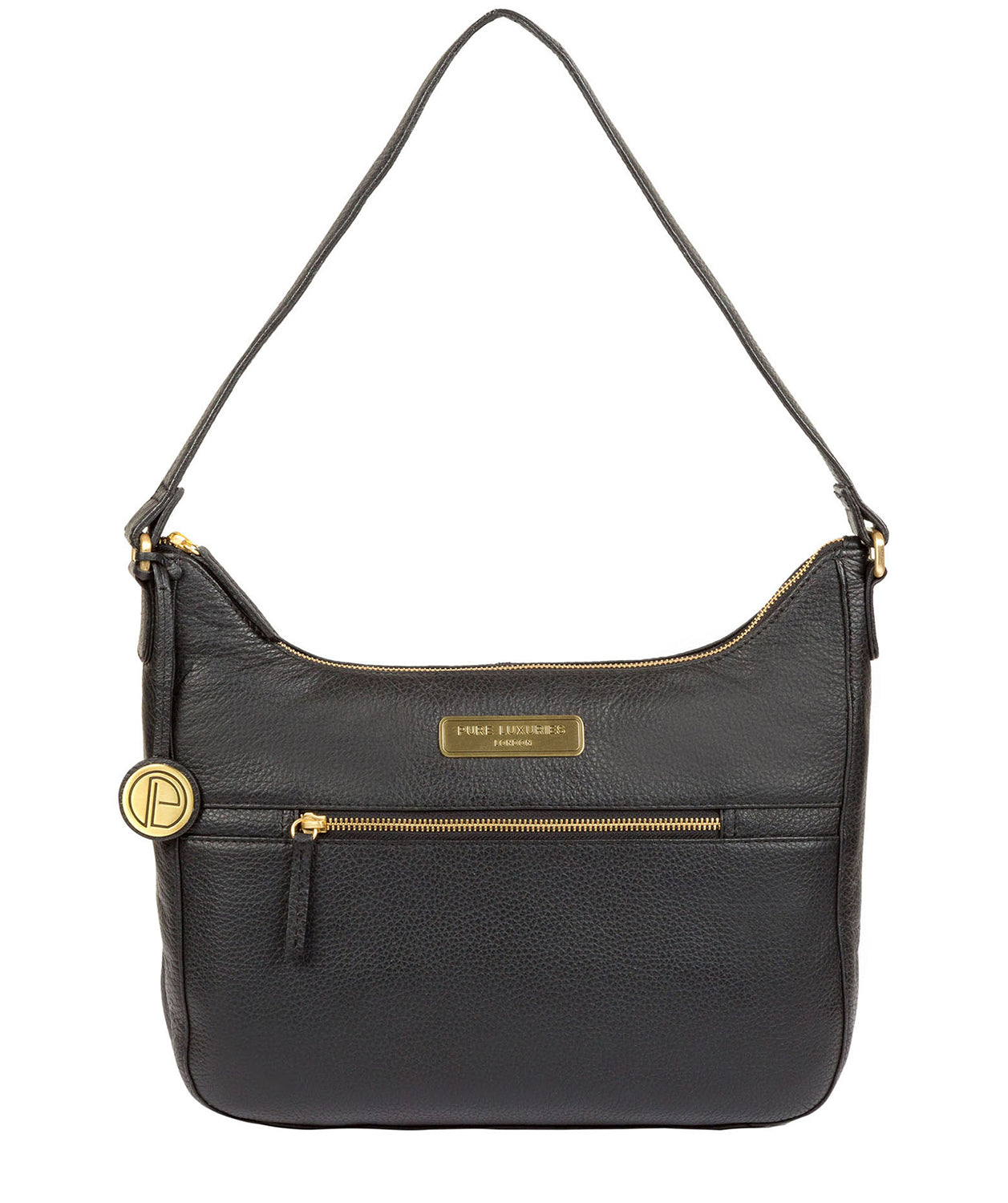 'Ryde' Black Leather Shoulder Bag Pure Luxuries London