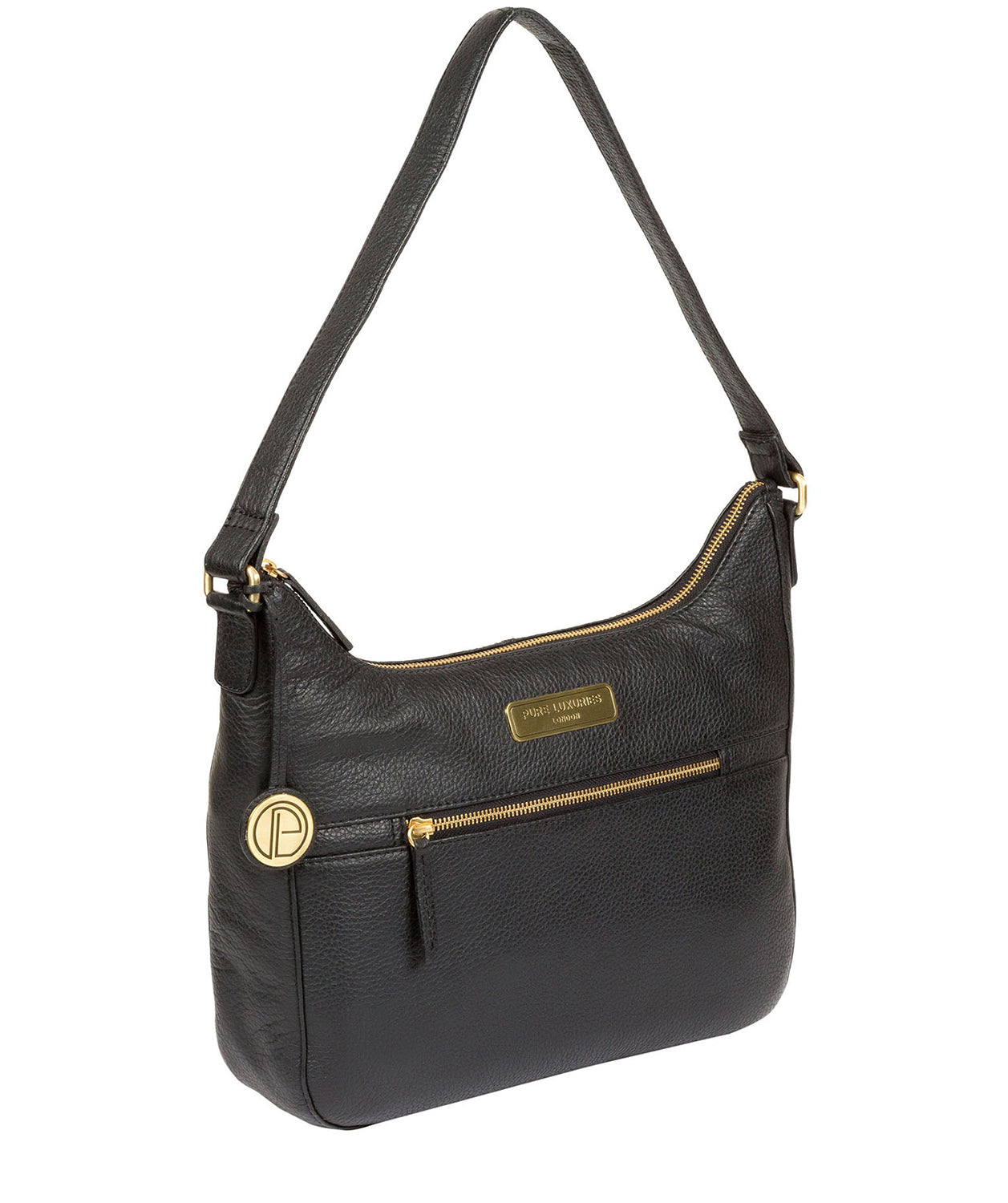 'Ryde' Black Leather Shoulder Bag Pure Luxuries London