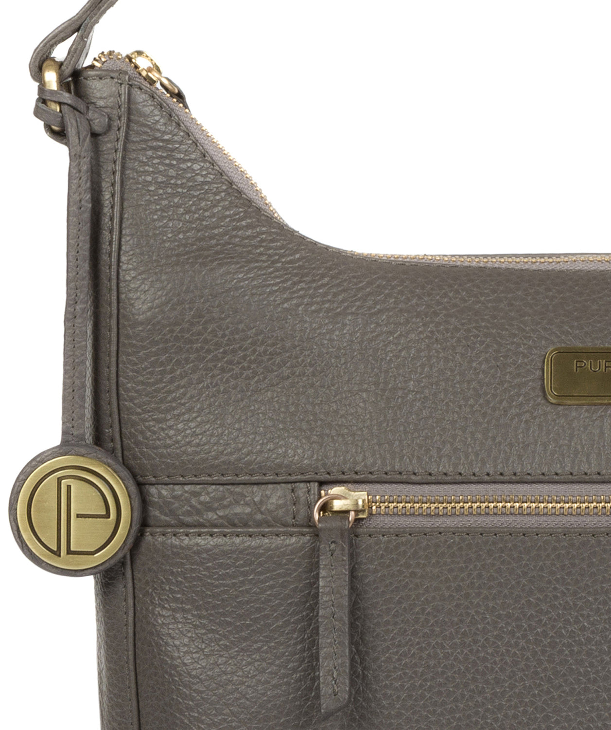 'Ryde' Grey Leather Shoulder Bag image 6