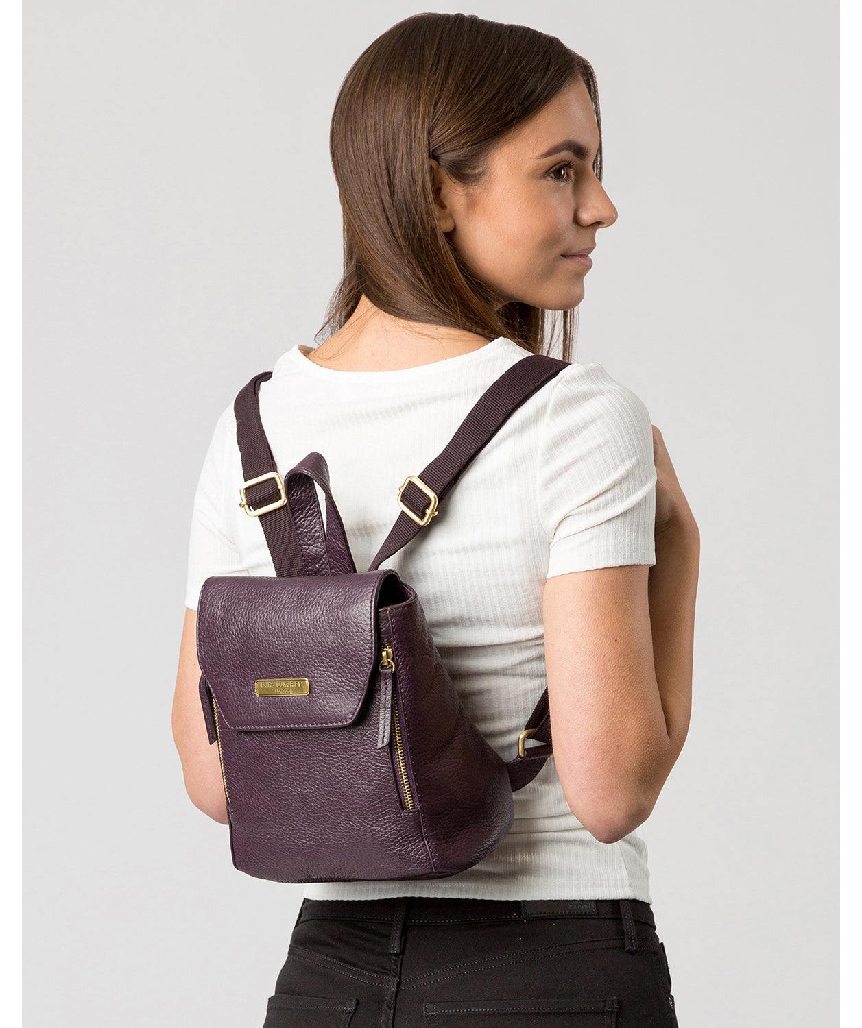 'Barnard' Plum Leather Backpack