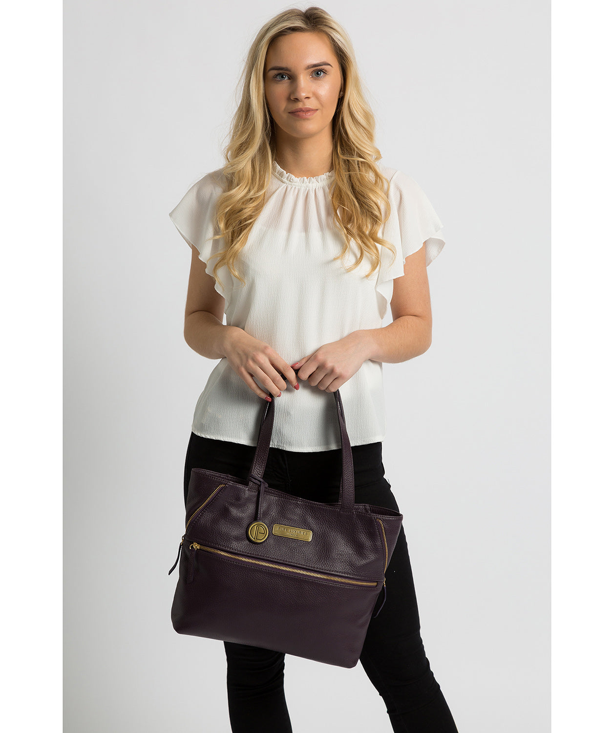 'Skipton' Plum Leather Tote Bag image 2