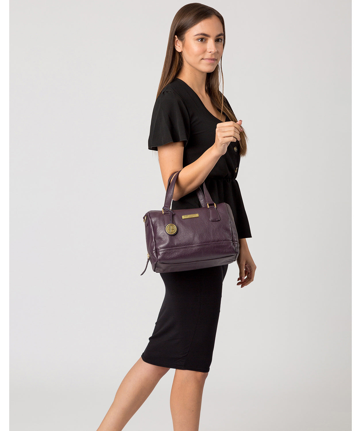 'Woodbury' Plum Leather Handbag