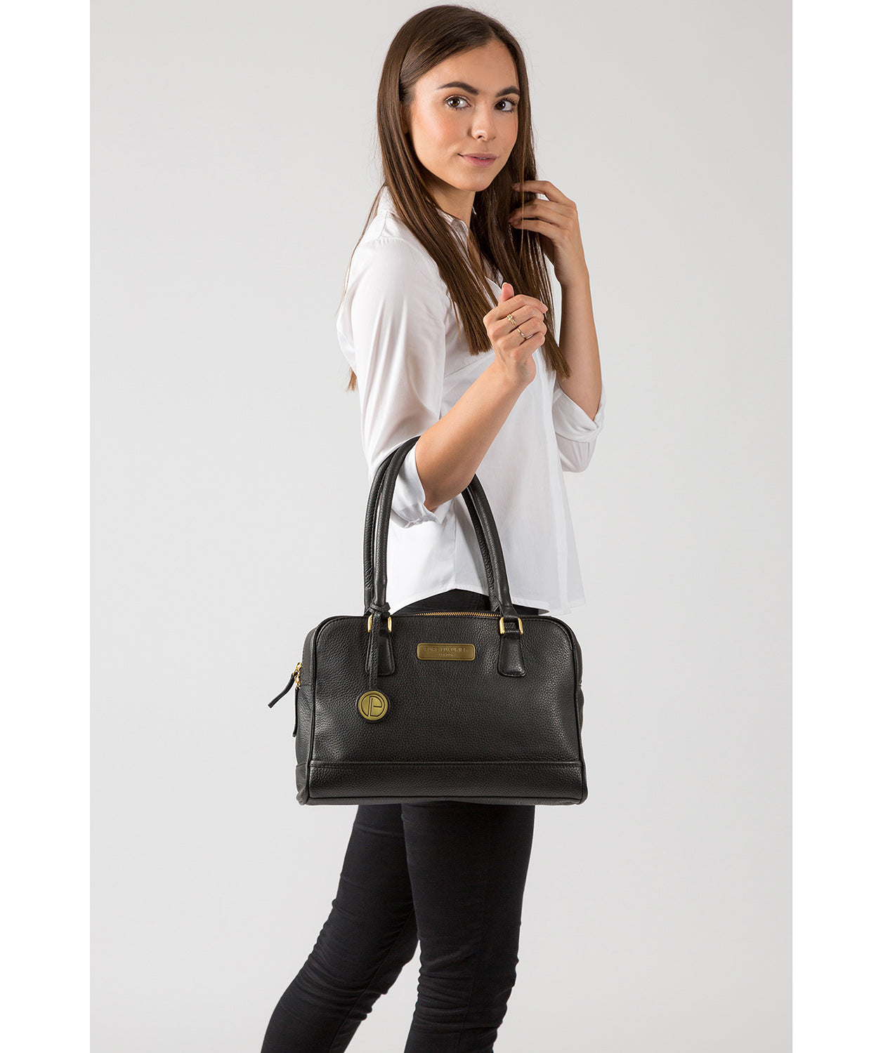 'Poole' Black Leather Handbag Pure Luxuries London