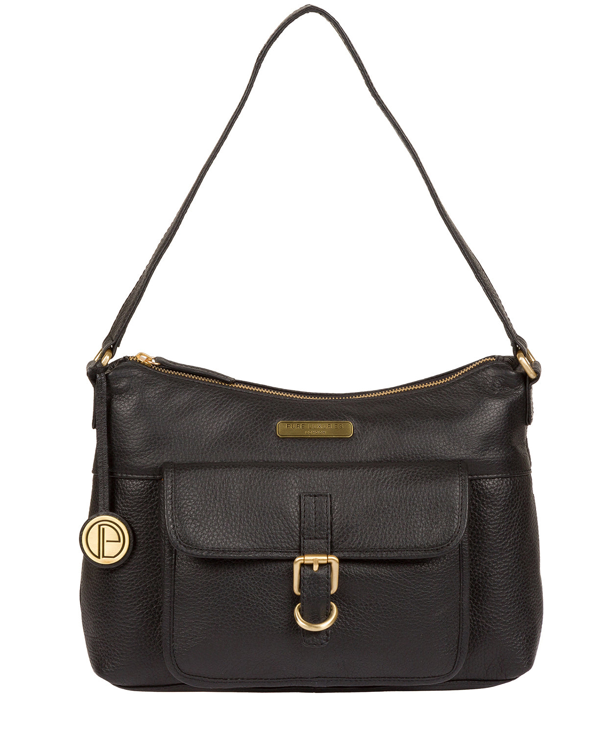 'Wells' Black Leather Shoulder Bag Pure Luxuries London