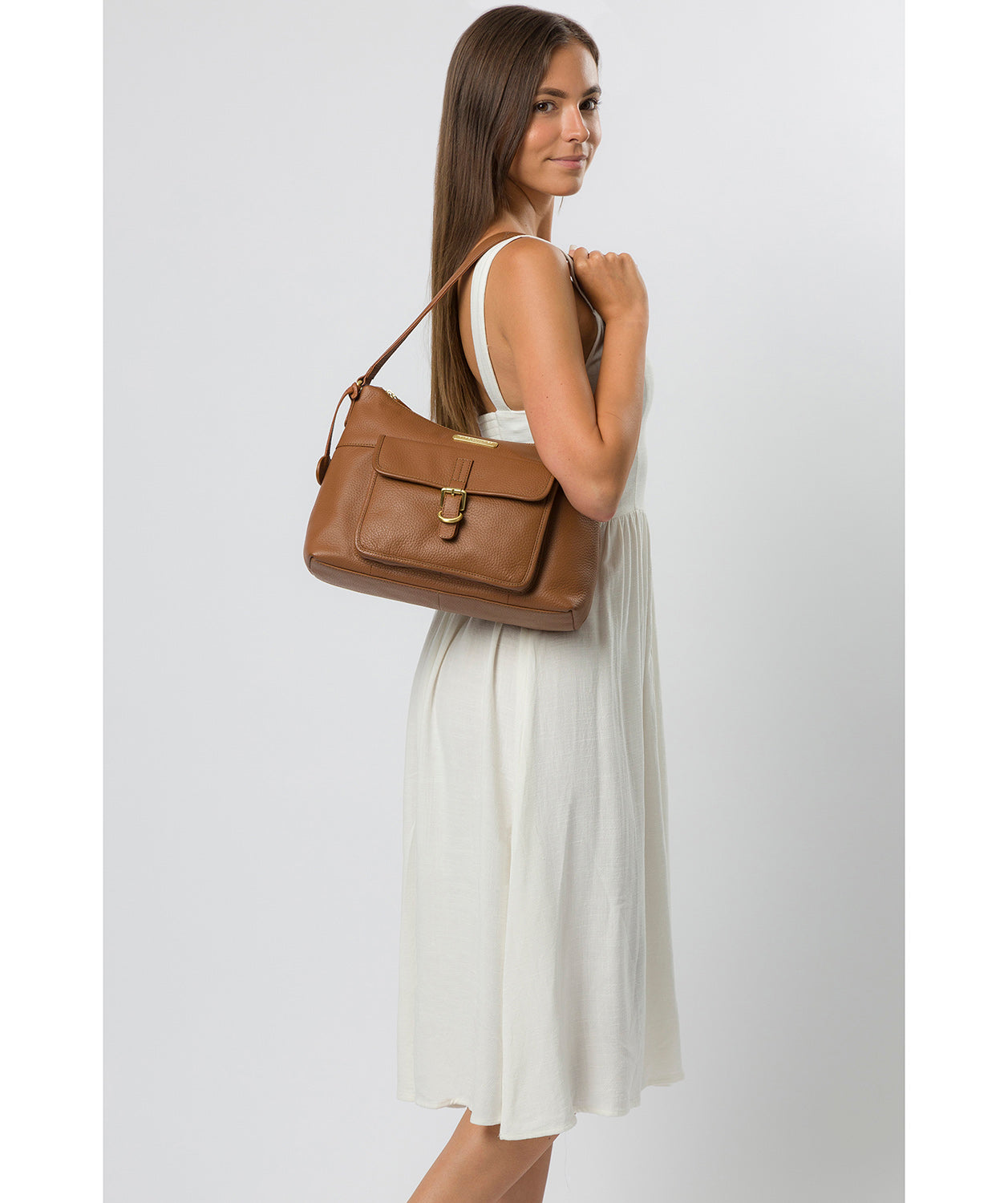 'Wells' Tan Leather Shoulder Bag image 2